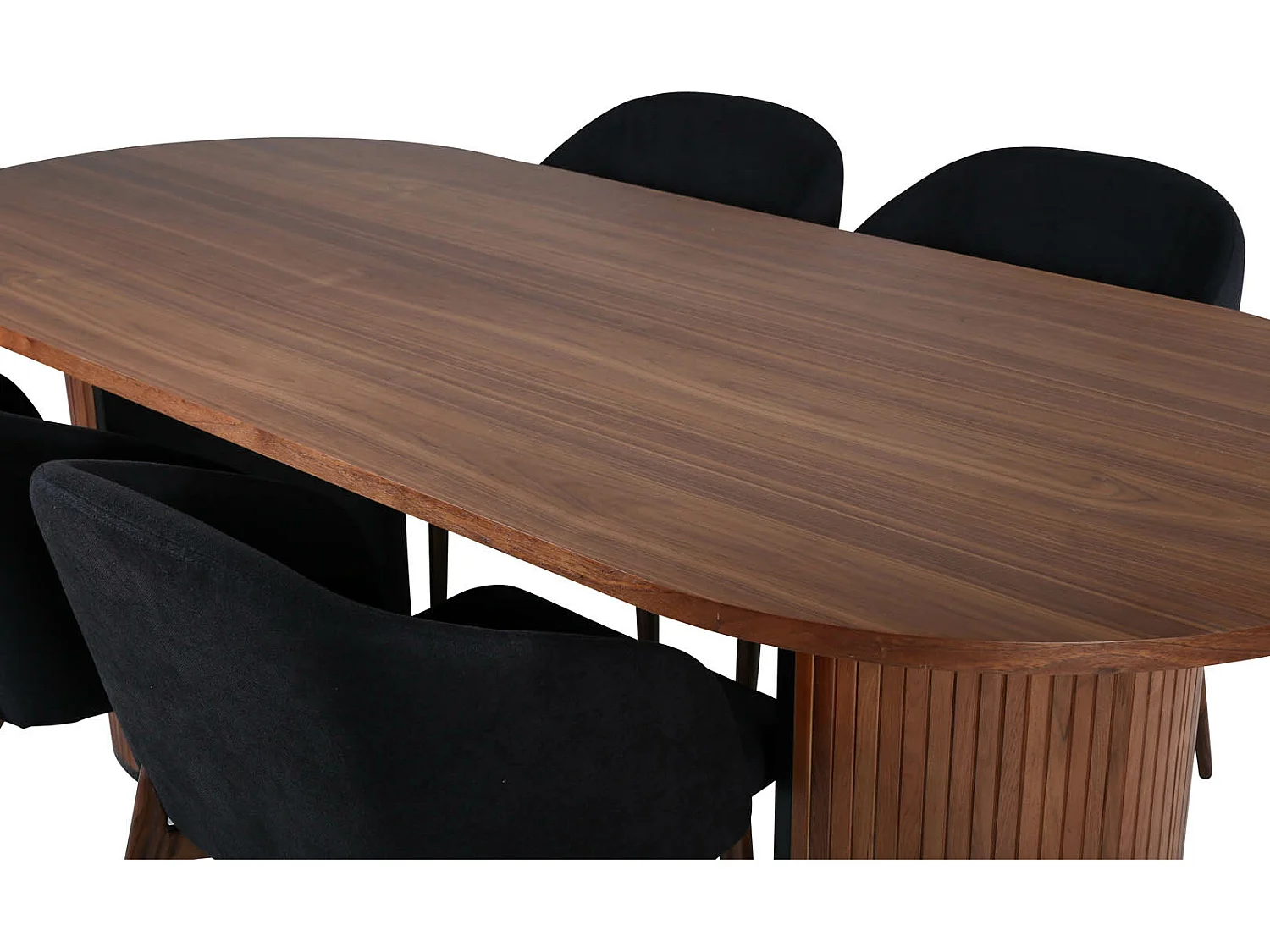 BiancaWA ensemble table, table noyer décor et 4 Arch chaises noir.