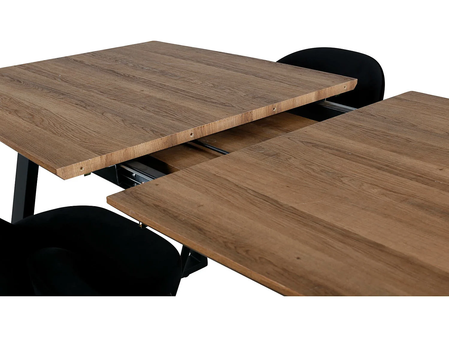 IncaNABL ensemble table, table extensible longueur cm160 / 200 El bois décor et 4 Velvet chaises Velours noir.