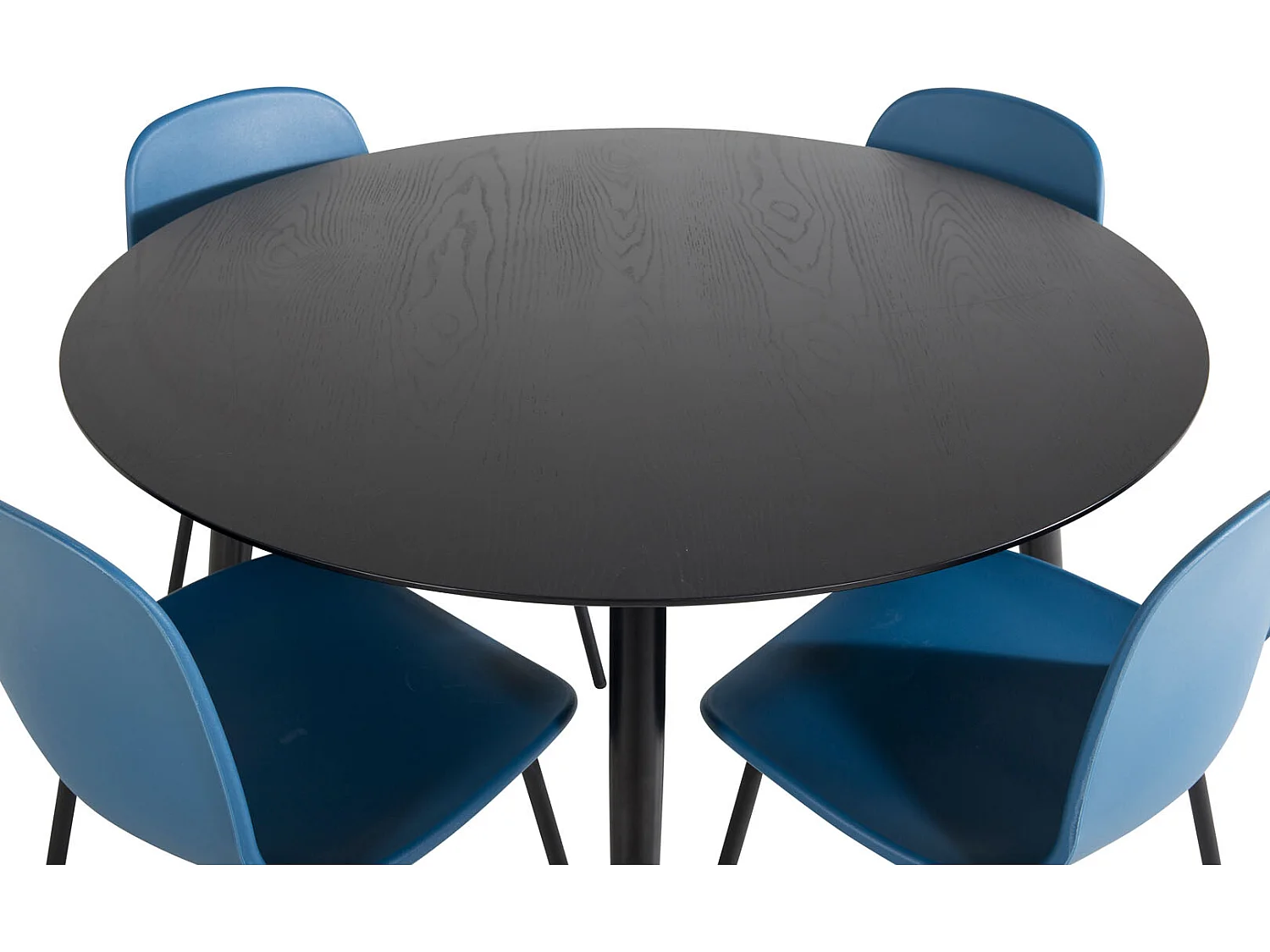 DippØ115BLBL ensemble table, table noir et 4 Arctic chaises bleu, noir.