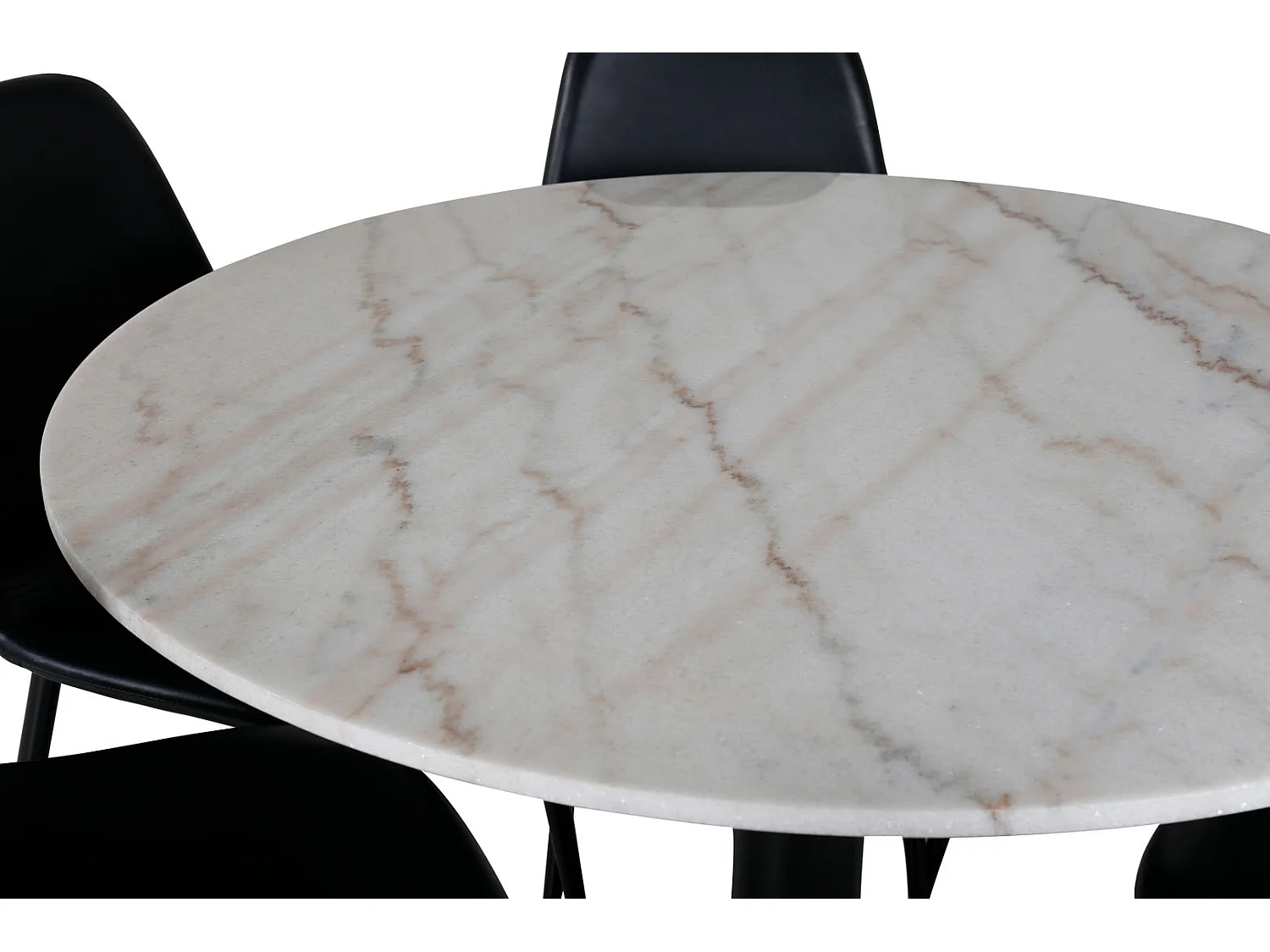 EstelleØ106WHBL ensemble table, table blanc, marbre et 6 Polar chaises Similicuir PUnoir.