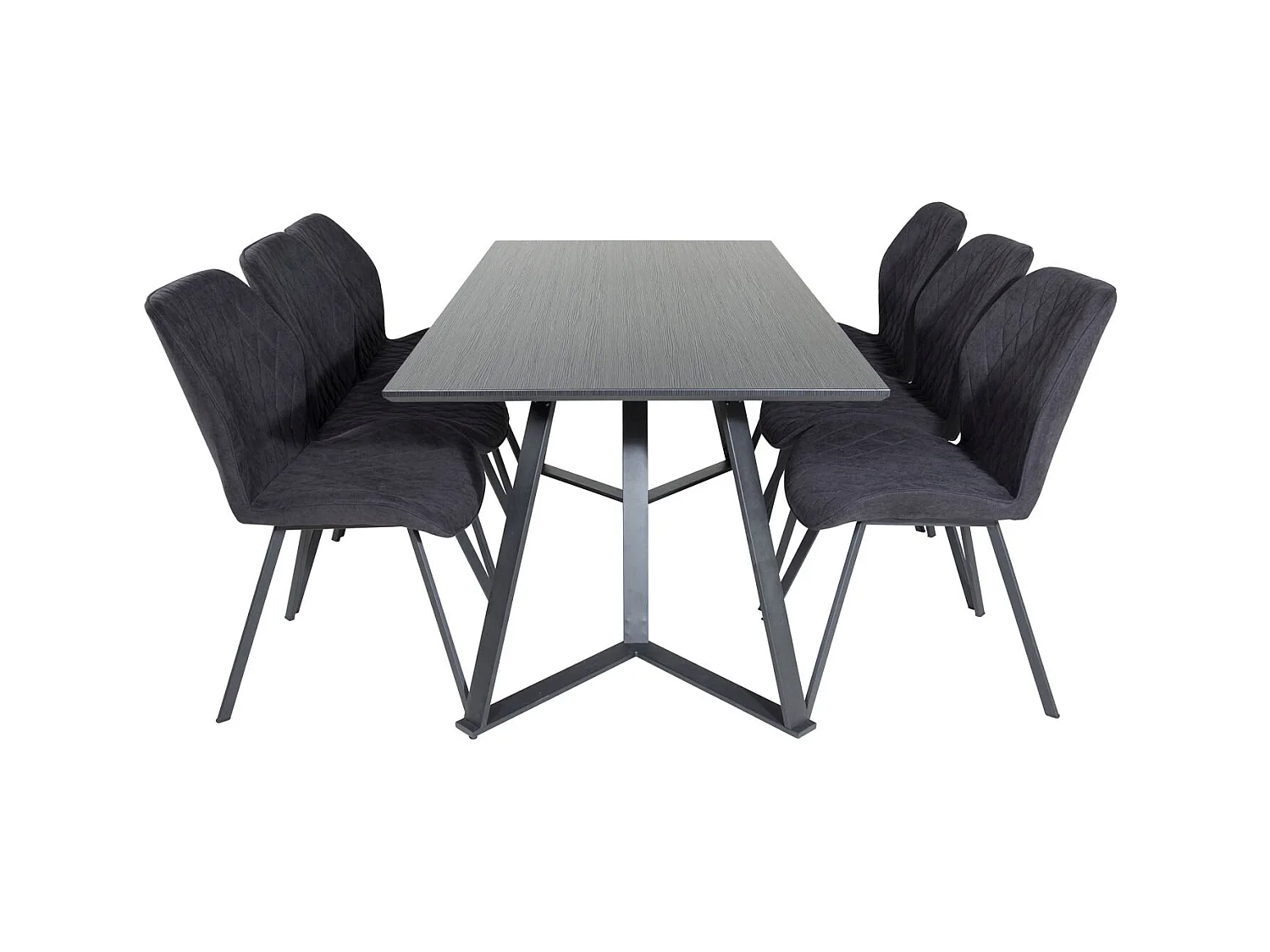 MarinaBLBL ensemble table, table noir et 6 Gemma chaises noir.