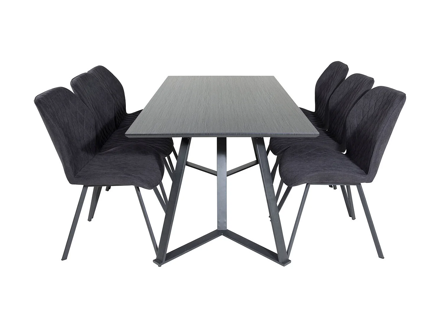 MarinaBLBL ensemble table, table noir et 6 Gemma chaises noir.