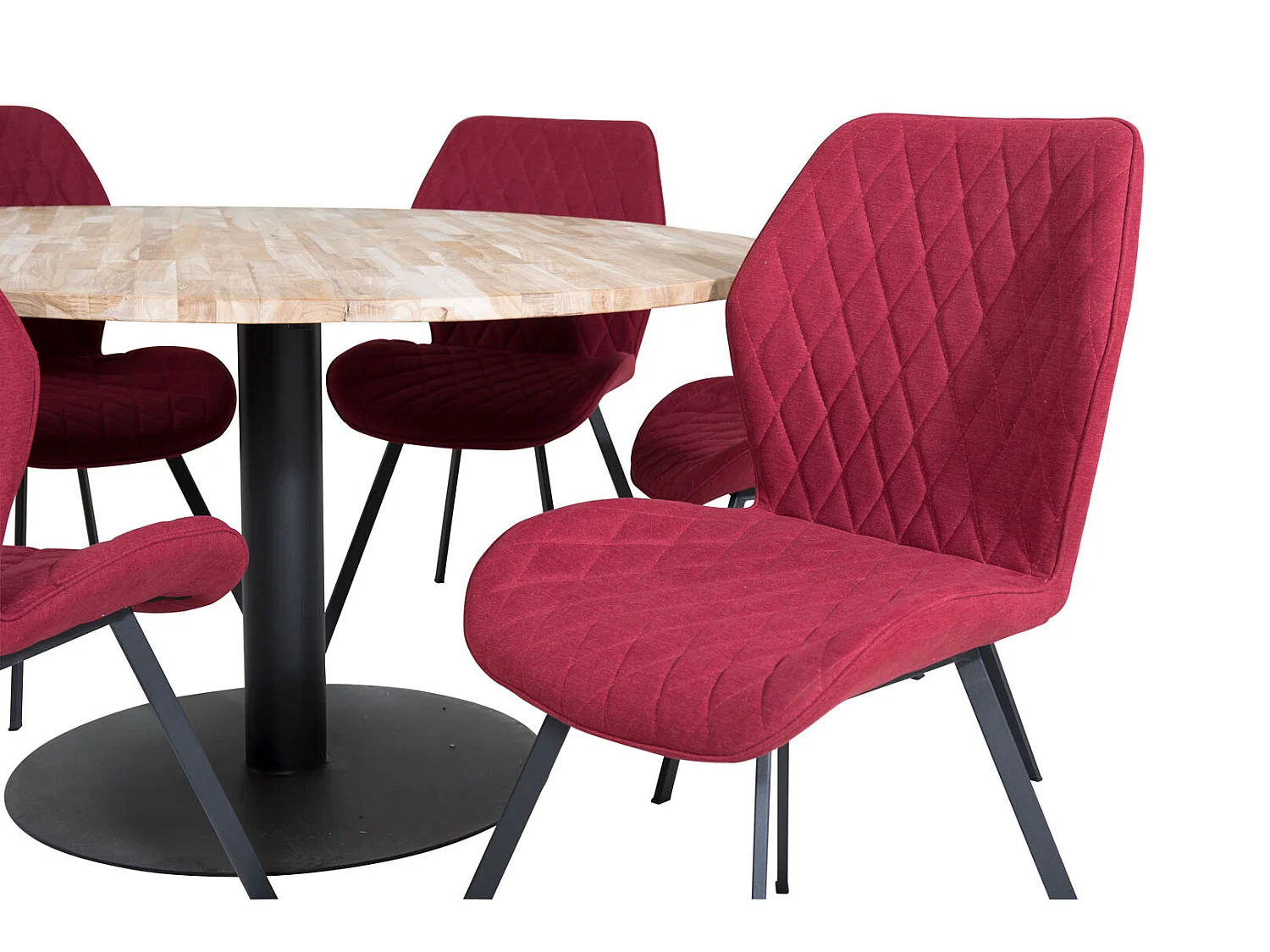 Cirebon140 ensemble table, table teck et 6 Gemma chaises rouge.