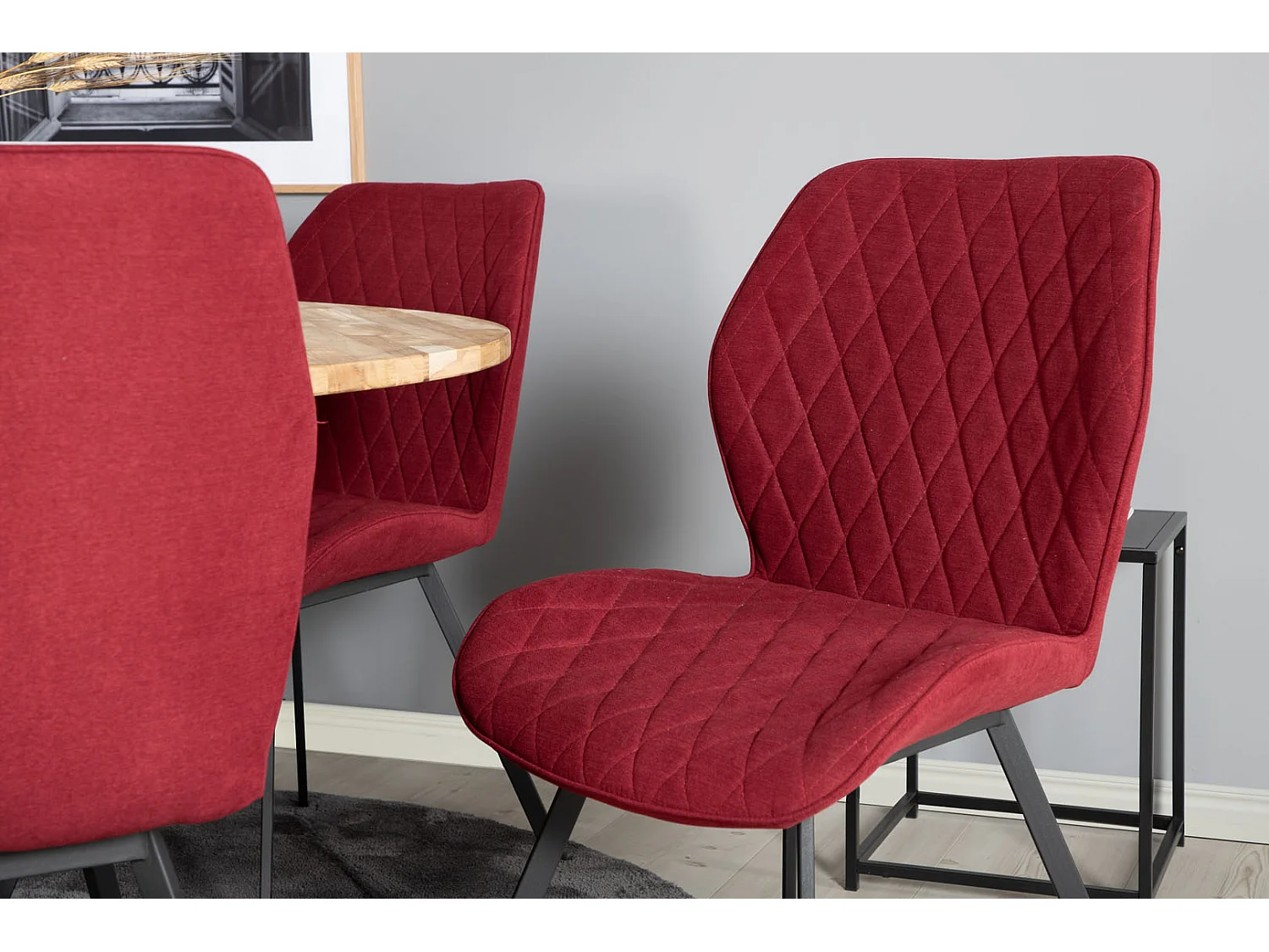 Cirebon140 ensemble table, table teck et 6 Gemma chaises rouge.