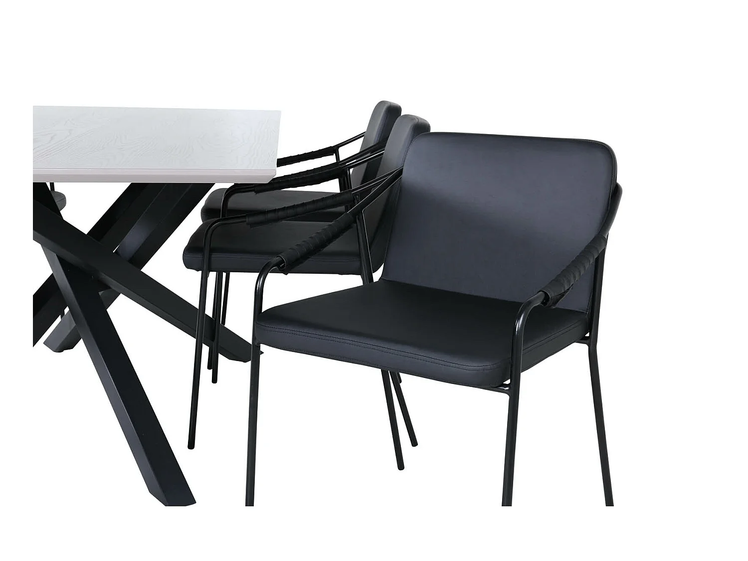PiazzaGRBL ensemble table, table gris et 6 Tvist chaises Similicuir PU noir.