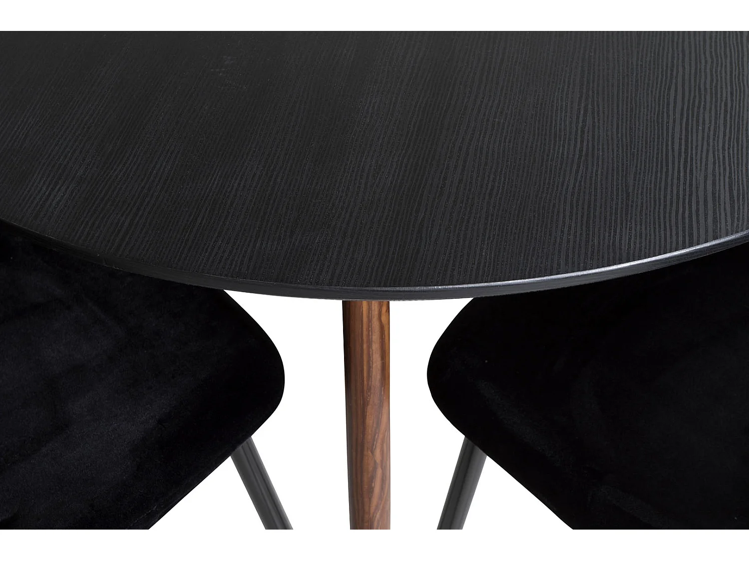 PlazaBLWA100 eethoek eetkamertafel zwart en 4 Polar eetkamerstal velours zwart.