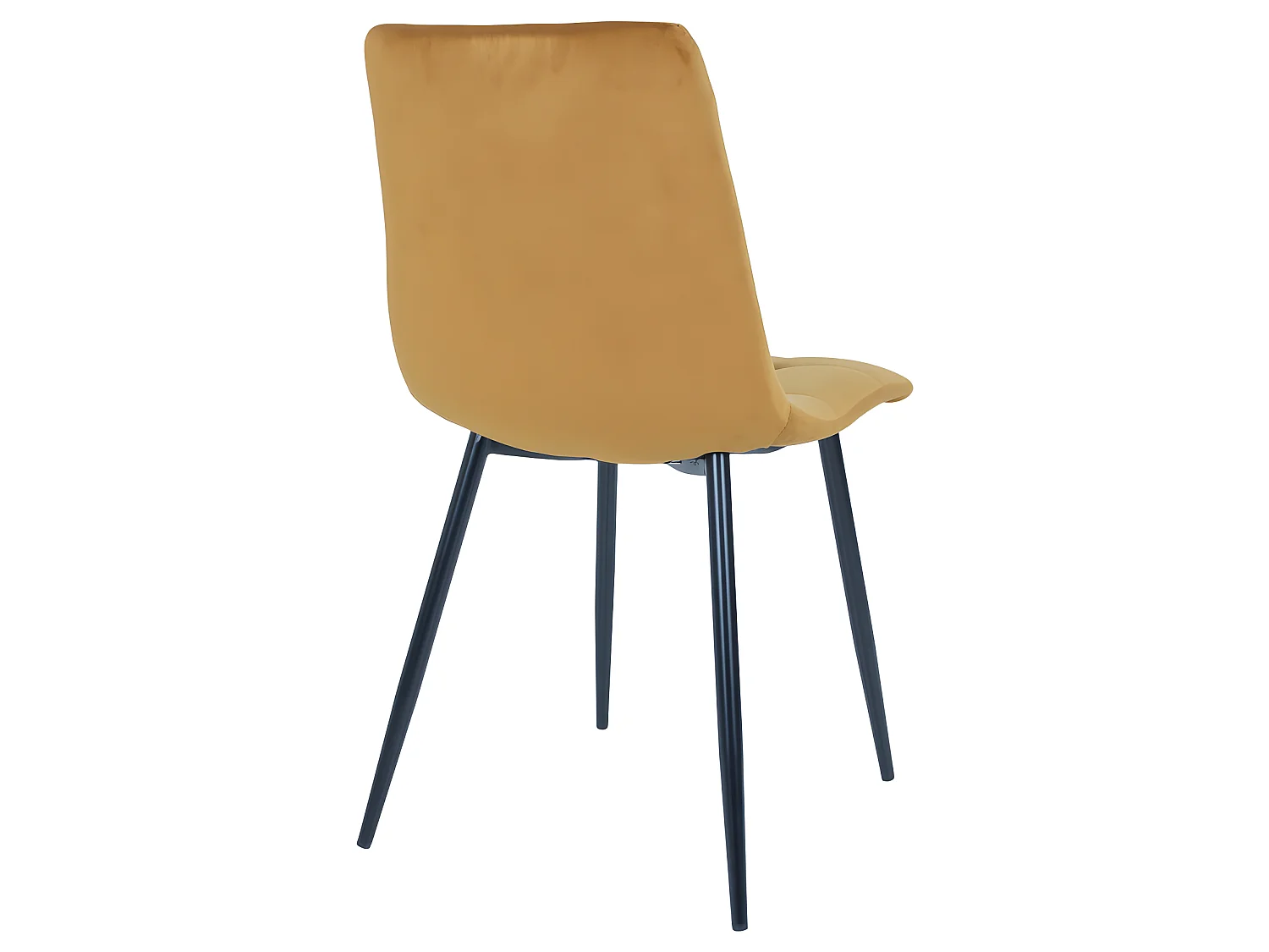 Midde Chaise de salle à manger en velours jaune curry, pieds noirs.