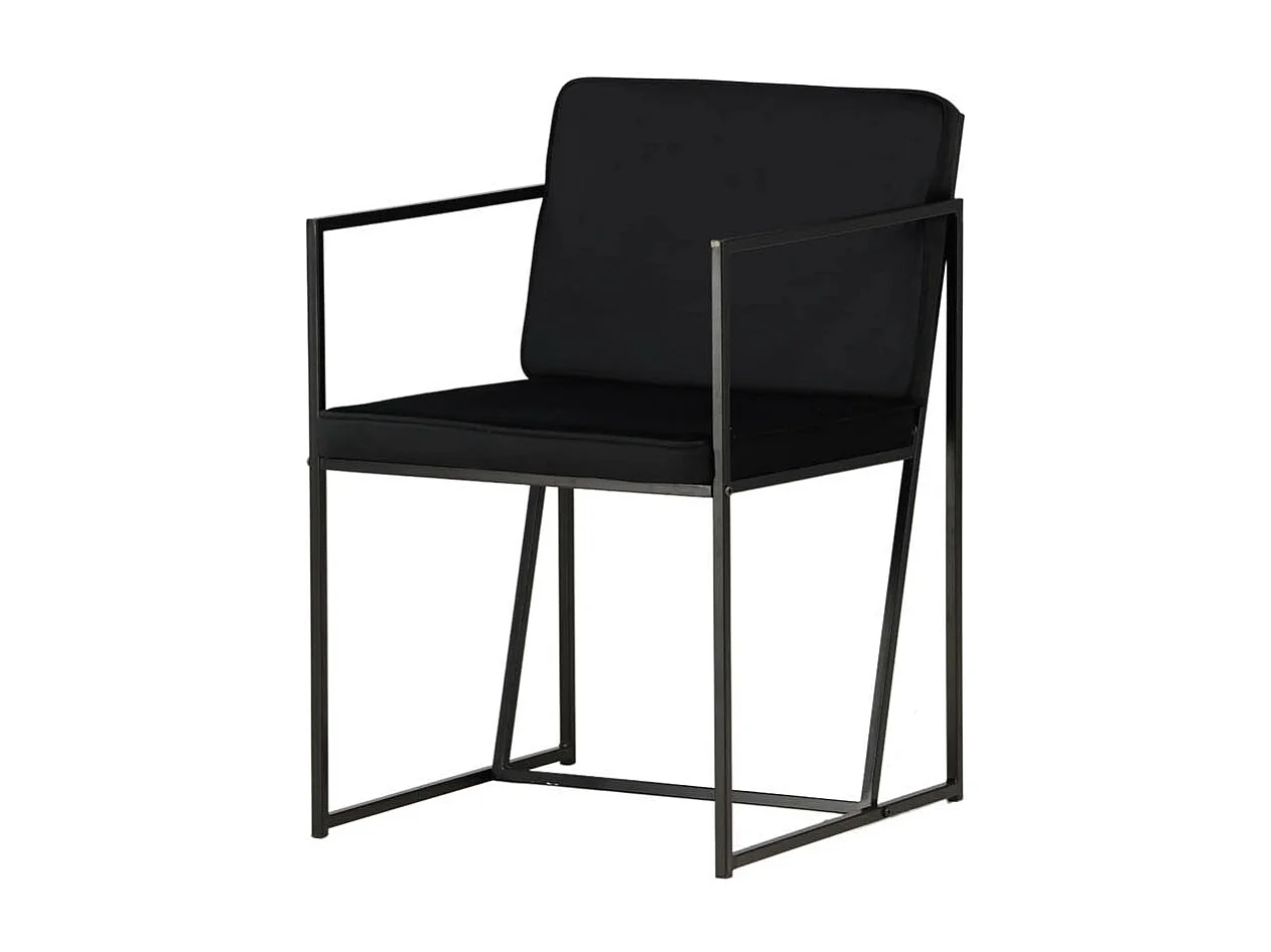 Silla de comedor Richmond con reposabrazos, terciopelo negro.