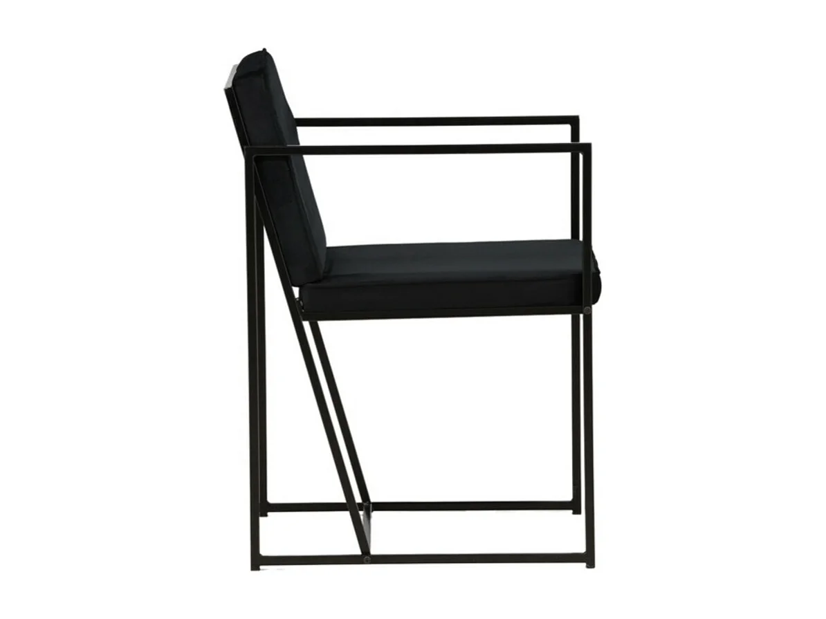 Silla de comedor Richmond con reposabrazos, terciopelo negro.