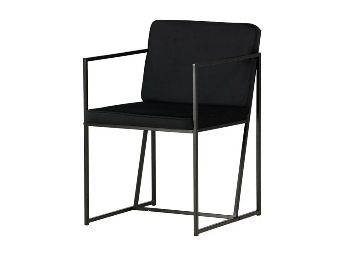 Silla de comedor Richmond con reposabrazos, terciopelo negro.