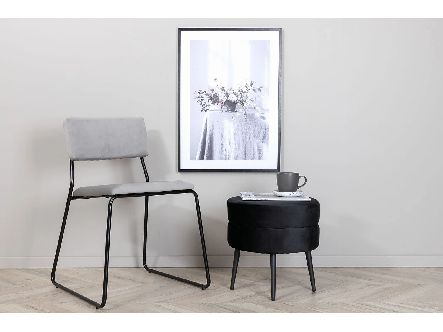 Kenth Chaise de salle à manger en velours, gris.