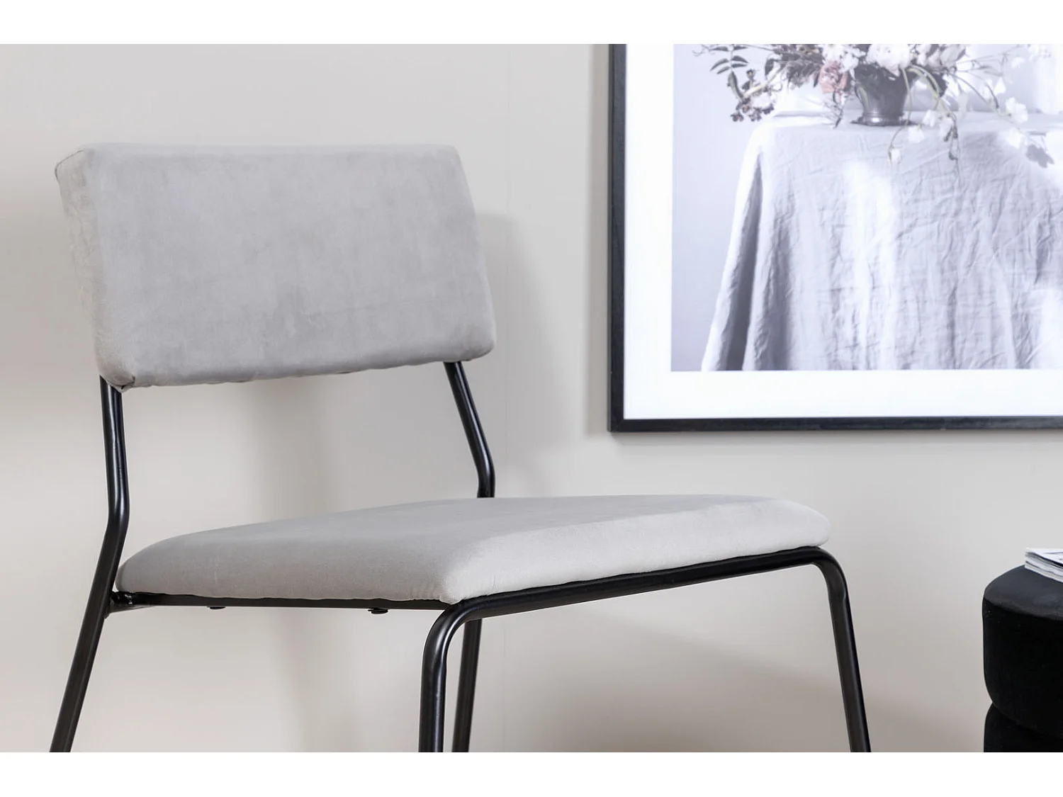 Kenth Chaise de salle à manger en velours, gris.