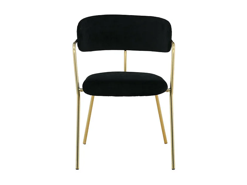 Arrow eetkamerstoel met armleuningen, velours zwart, messing decoratie.