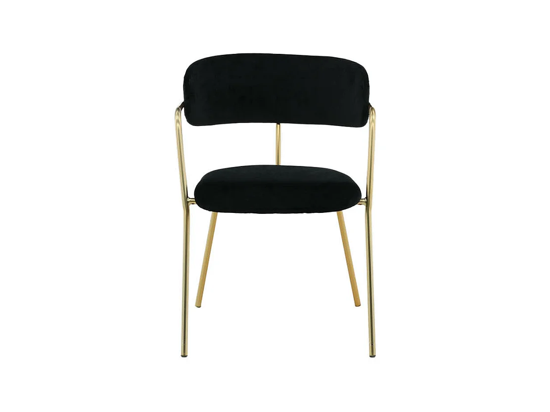 Arrow chaise de salle à manger avec accoudoirs, velours noir, décor en laiton.