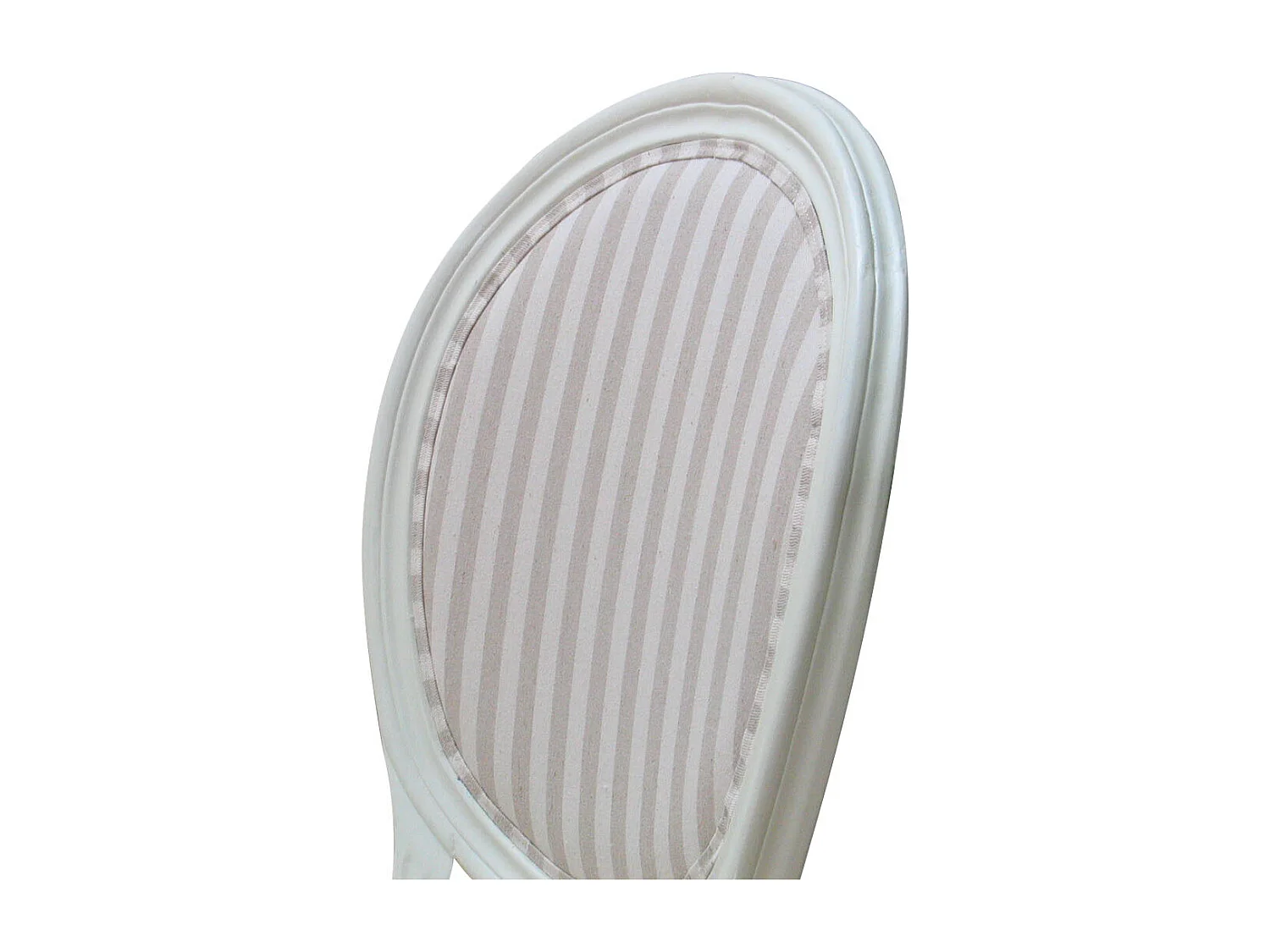 Rokoko/Amaretta Esszimmerstuhl antikweiss, Stoff beige gestreift.