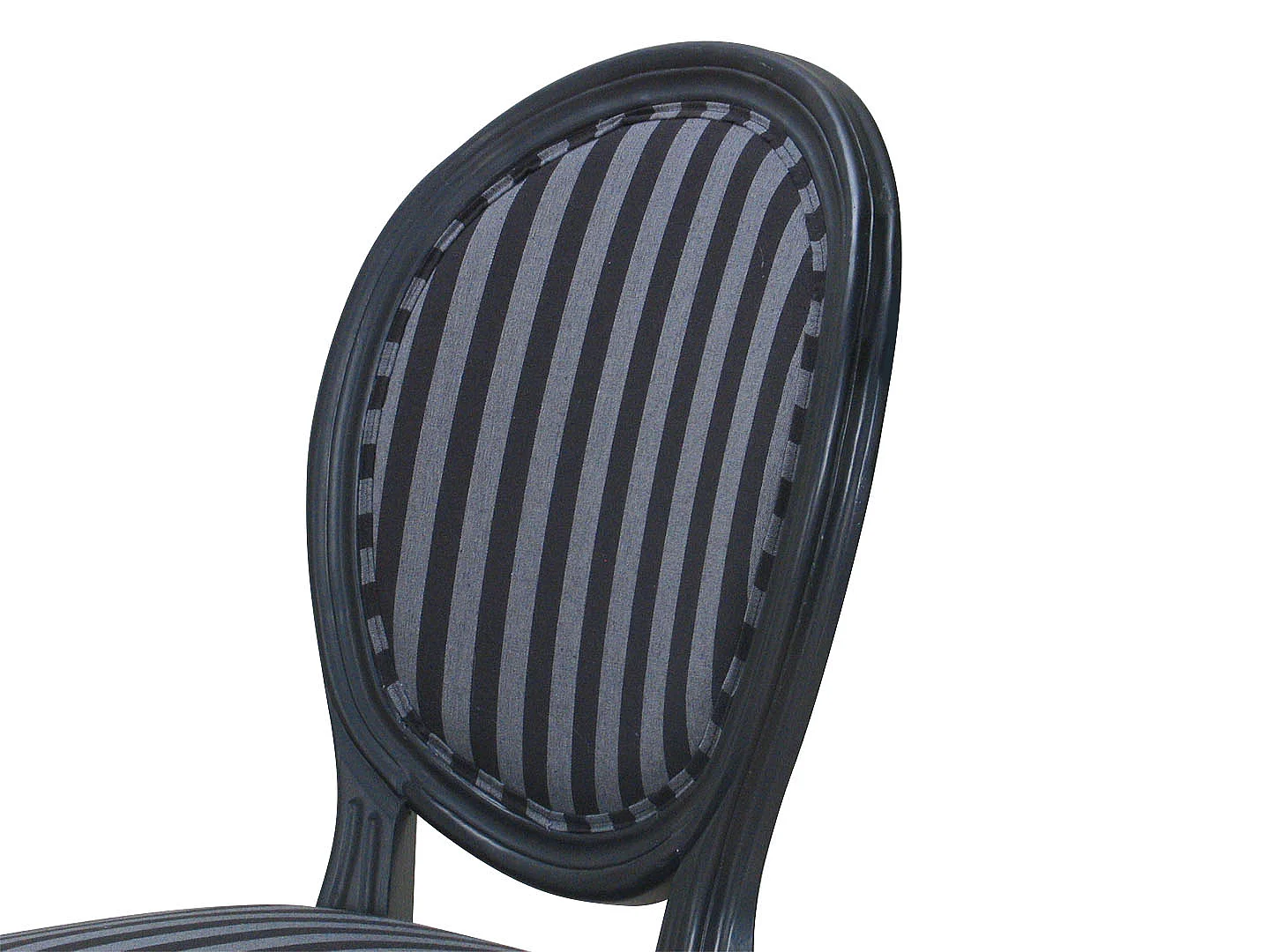 Rokoko/Amaretta Esszimmerstuhl antik schwarz, Stoff schwarz gestreift.