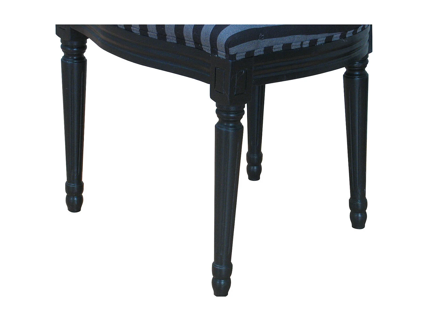 Rokoko/Amaretta Esszimmerstuhl antik schwarz, Stoff schwarz gestreift.