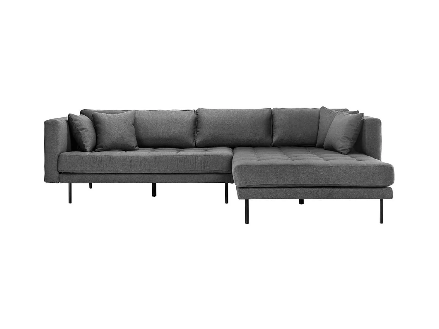 Cali bank met chaise longue rechts of links gedraaid met 4 kussens grijs.