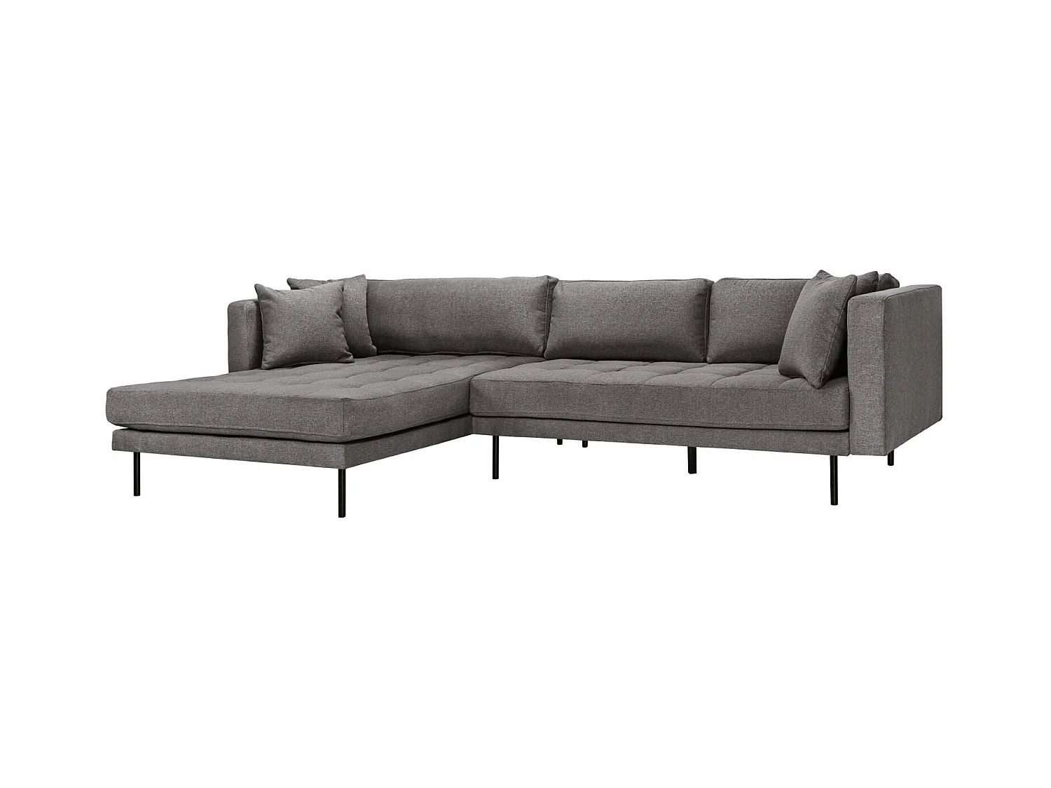 Cali bank met chaise longue rechts of links gedraaid met 4 kussens grijs.