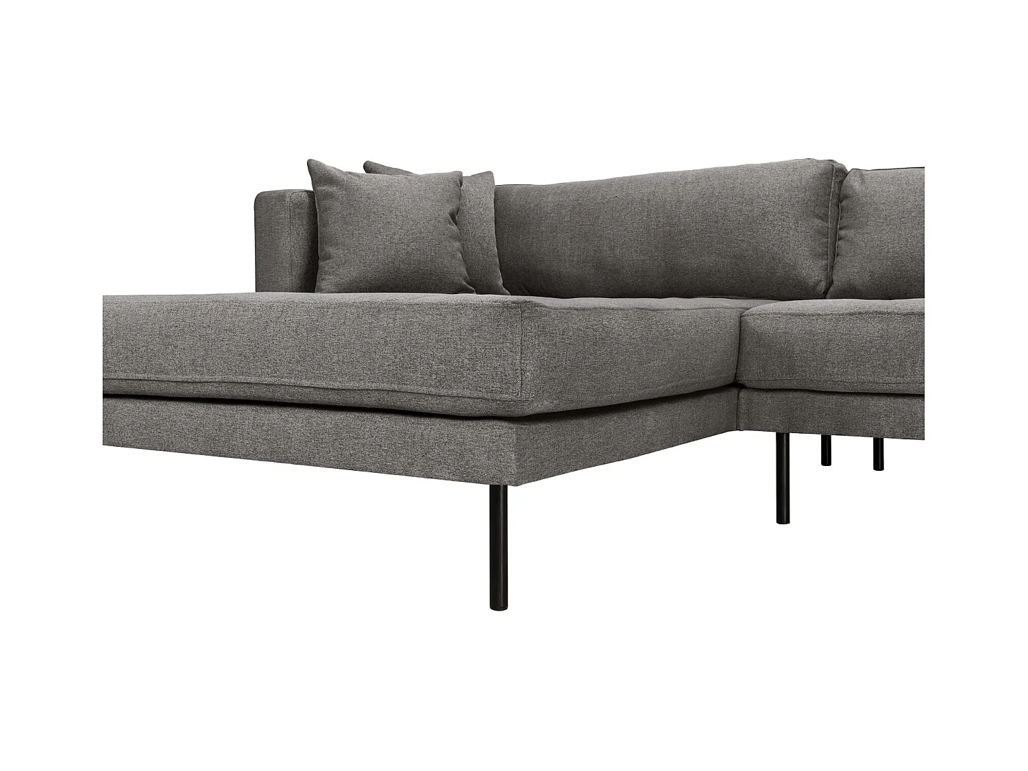 Cali bank met chaise longue rechts of links gedraaid met 4 kussens grijs.