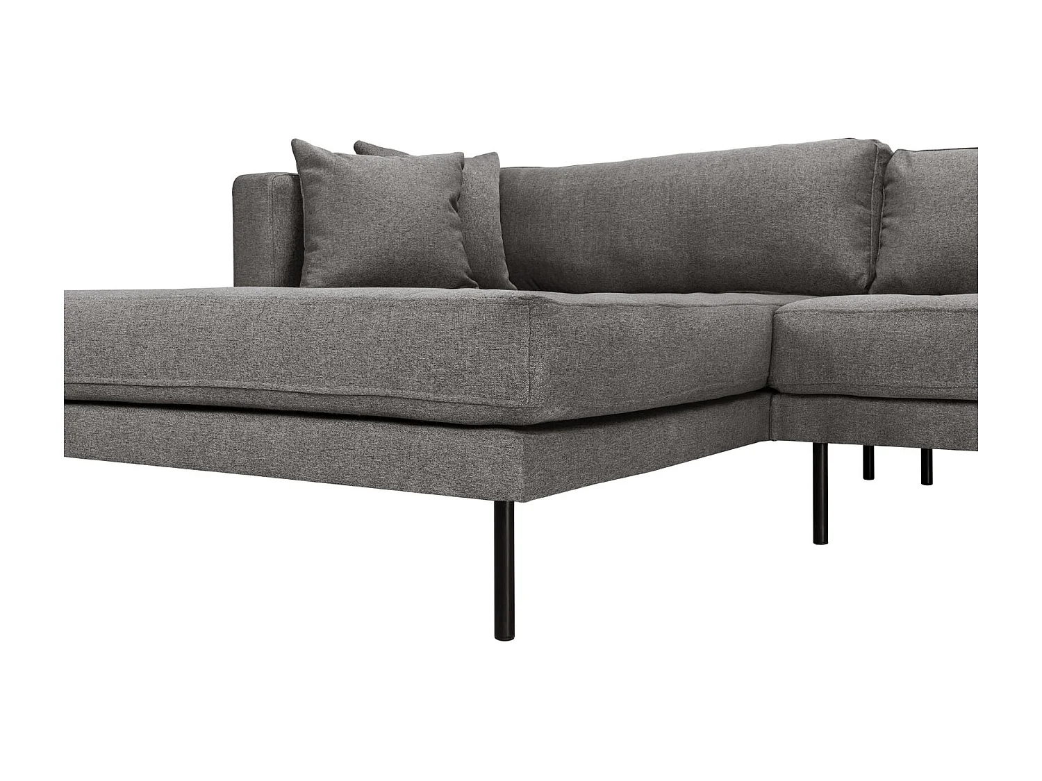 Cali bank met chaise longue rechts of links gedraaid met 4 kussens grijs.