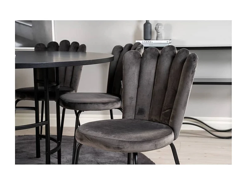 Venture Home Sillas de comedor 2 uds Limhamn terciopelo negro y gris