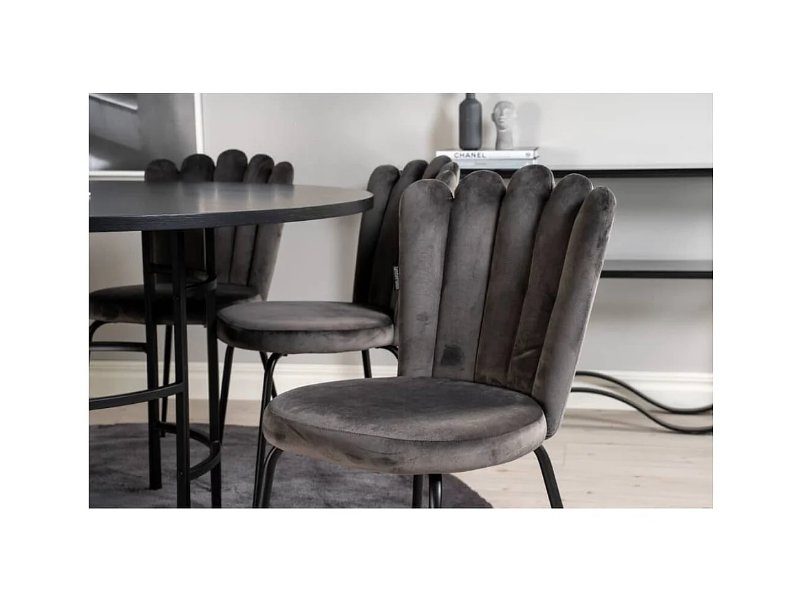 Chaises à manger lot de 2 Limhamn velours noir et gris