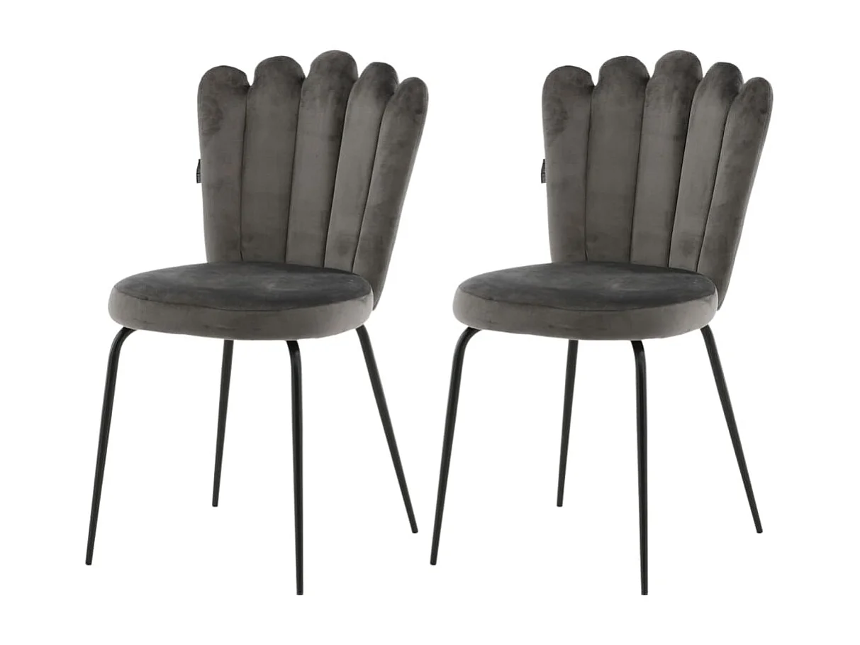 Chaises à manger lot de 2 Limhamn velours noir et gris
