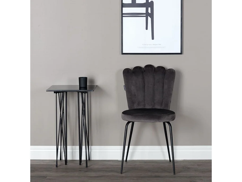 Chaises à manger lot de 2 Limhamn velours noir et gris