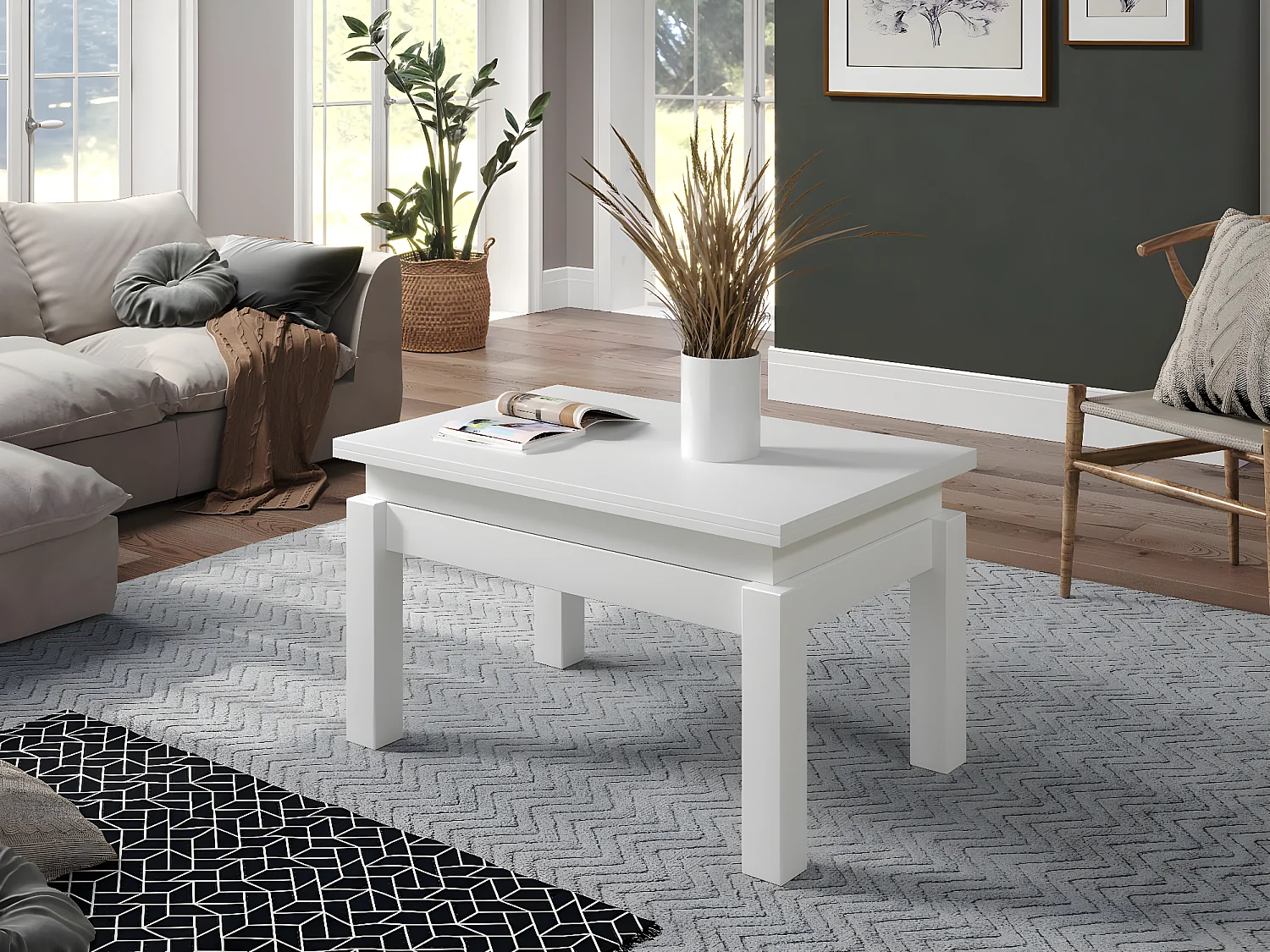 Flipp table basse et table à manger blanc.