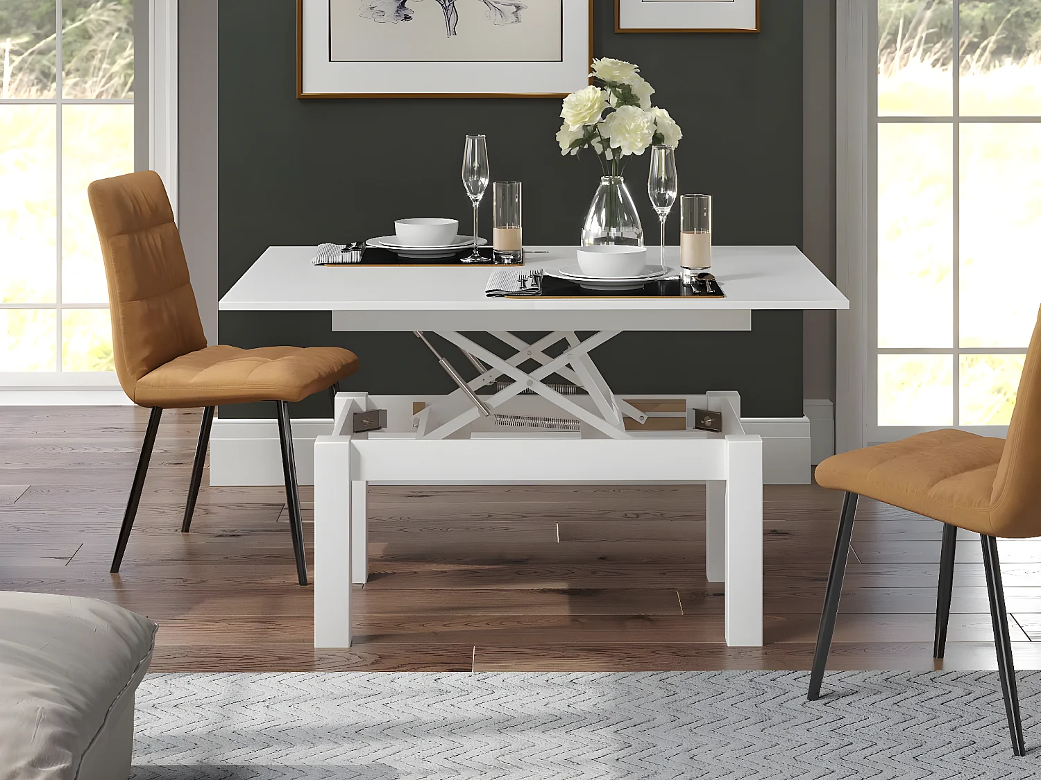 Flipp table basse et table à manger blanc.