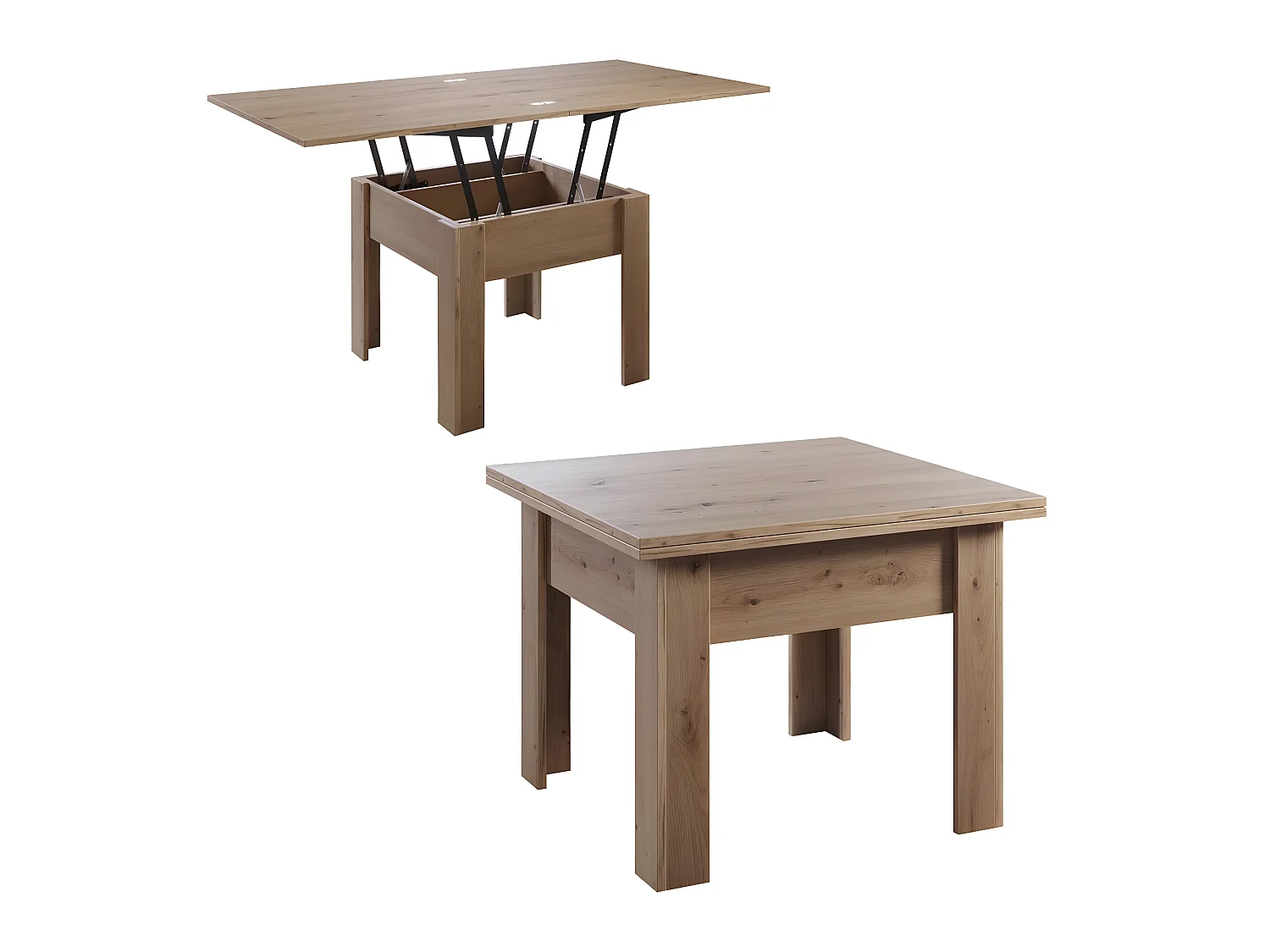 Flipp salontafel, en eettafel eik decor.