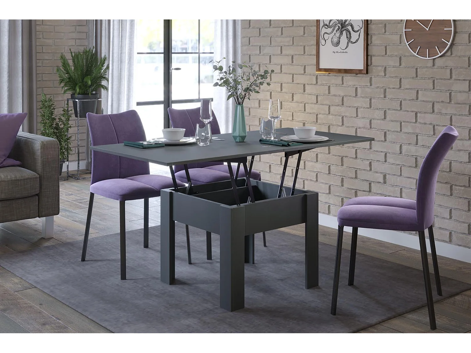 Flipp table basse et table à manger gris.