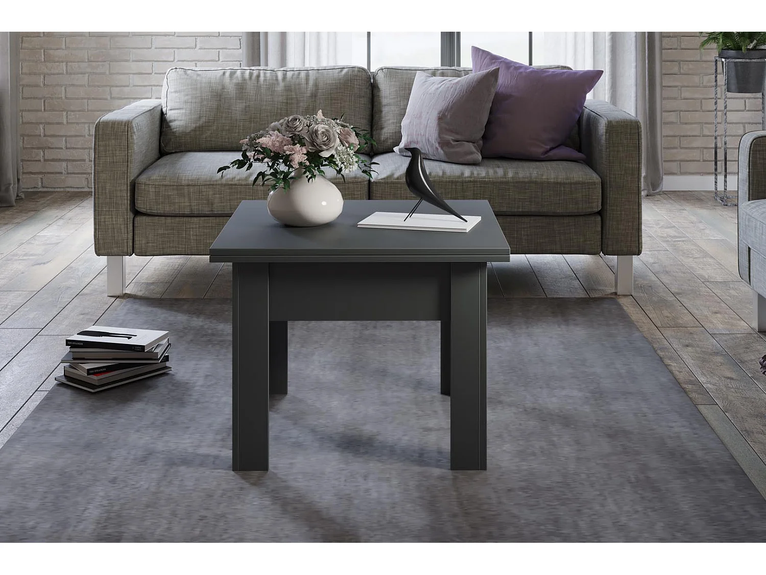 Flipp table basse et table à manger gris.