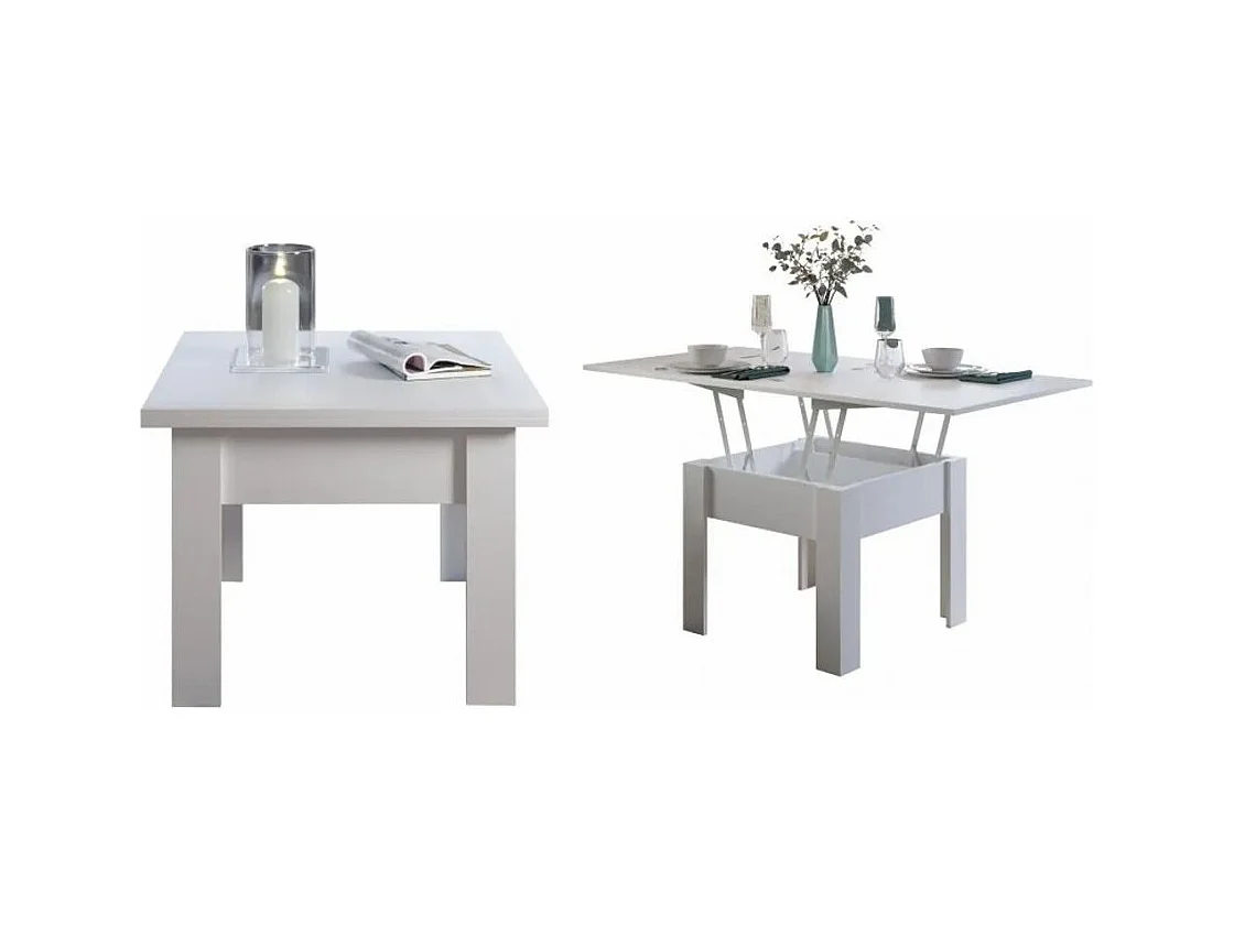 Table extensible rectangle 70 à 140cm bois blanc Jona