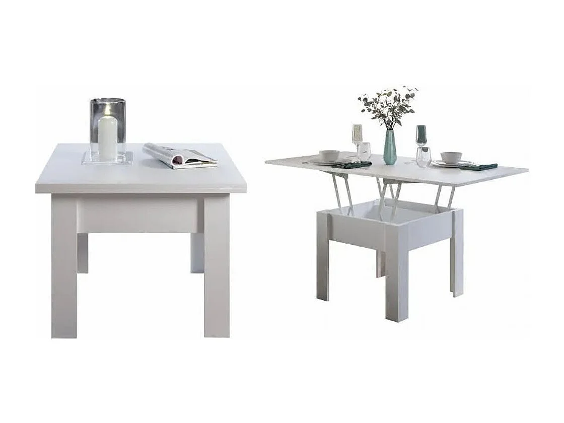 Table extensible rectangle 70 à 140cm bois blanc Jona