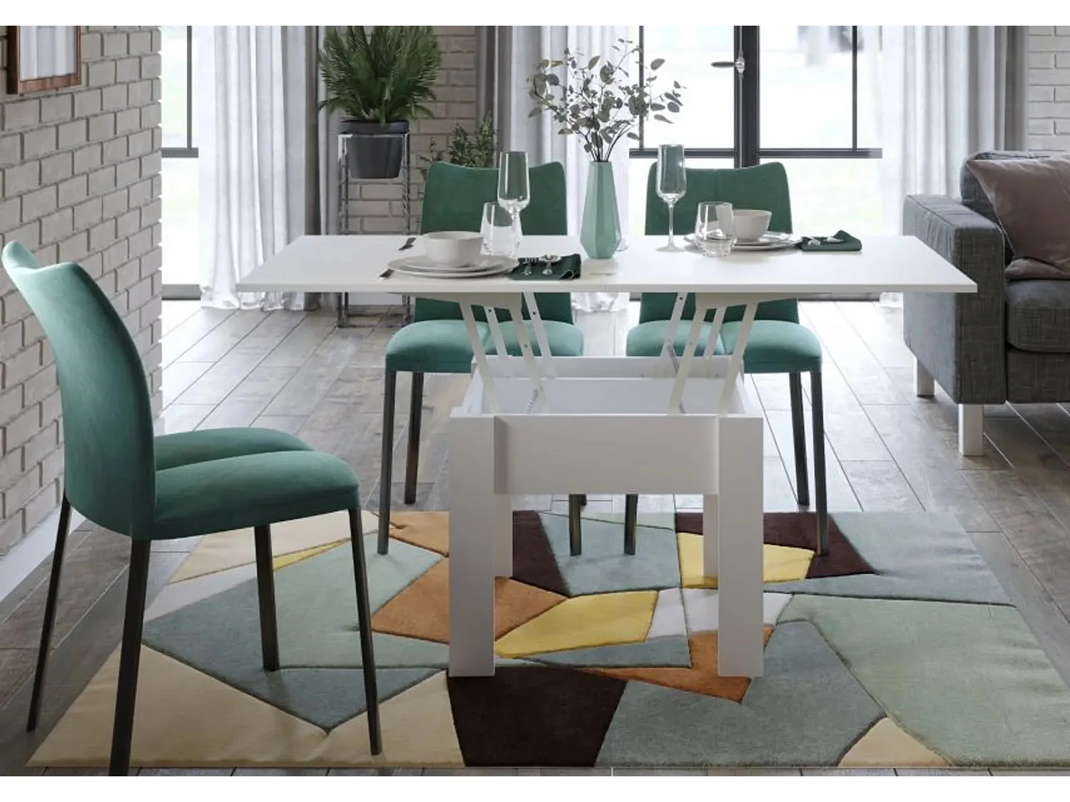 Table extensible rectangle 70 à 140cm bois blanc Jona