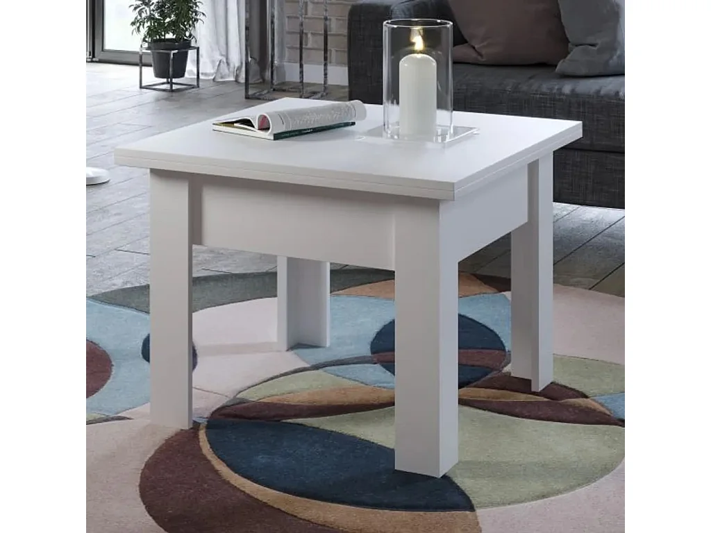 Table extensible rectangle 70 à 140cm bois blanc Jona