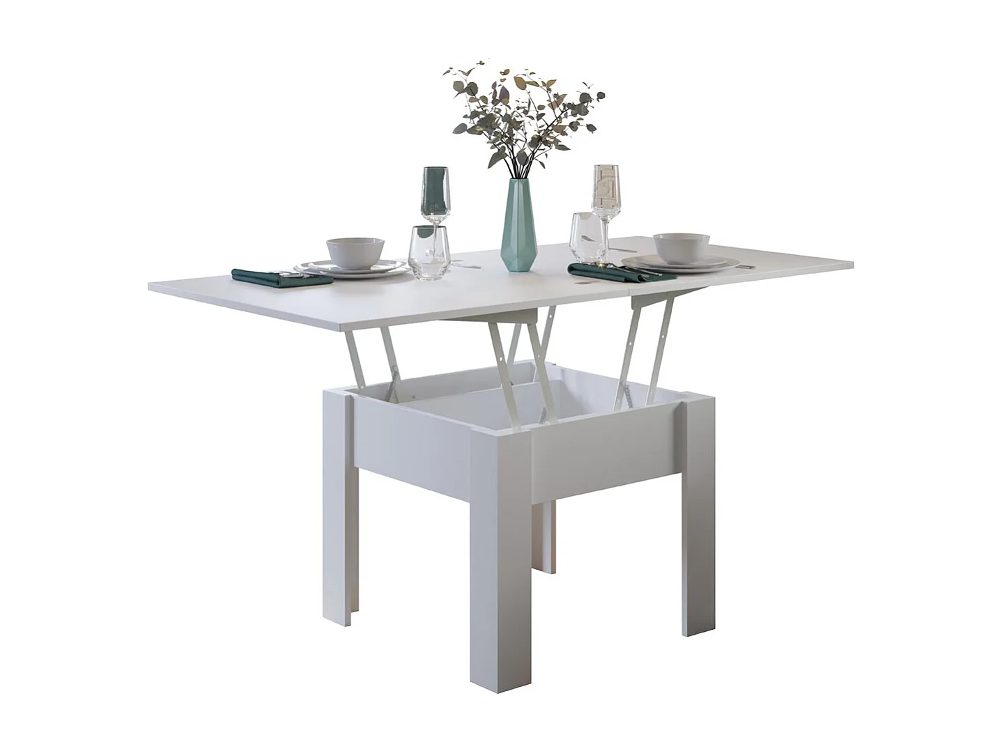 Table extensible rectangle 70 à 140cm bois blanc Jona