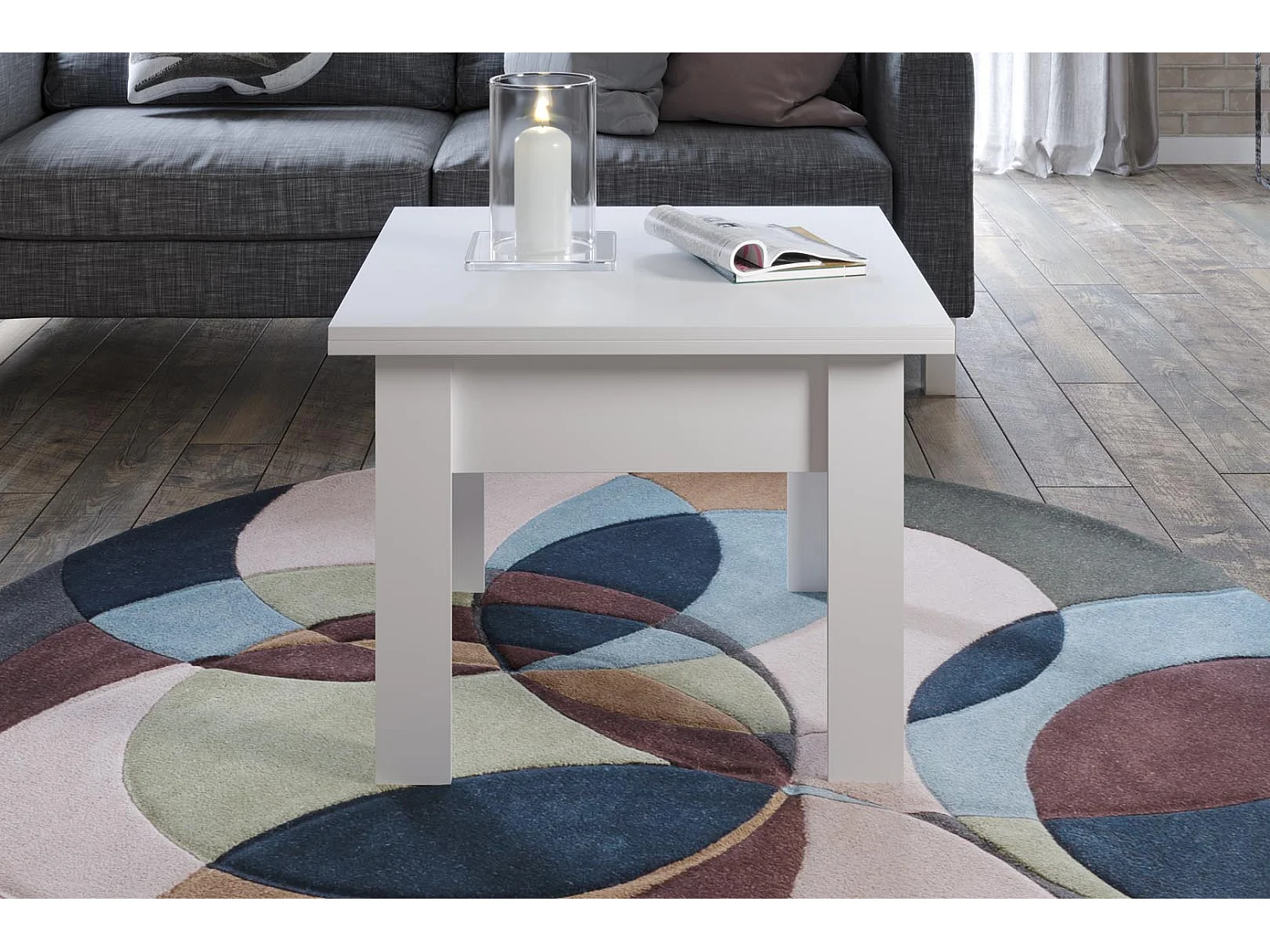 Table extensible rectangle 70 à 140cm bois blanc Jona