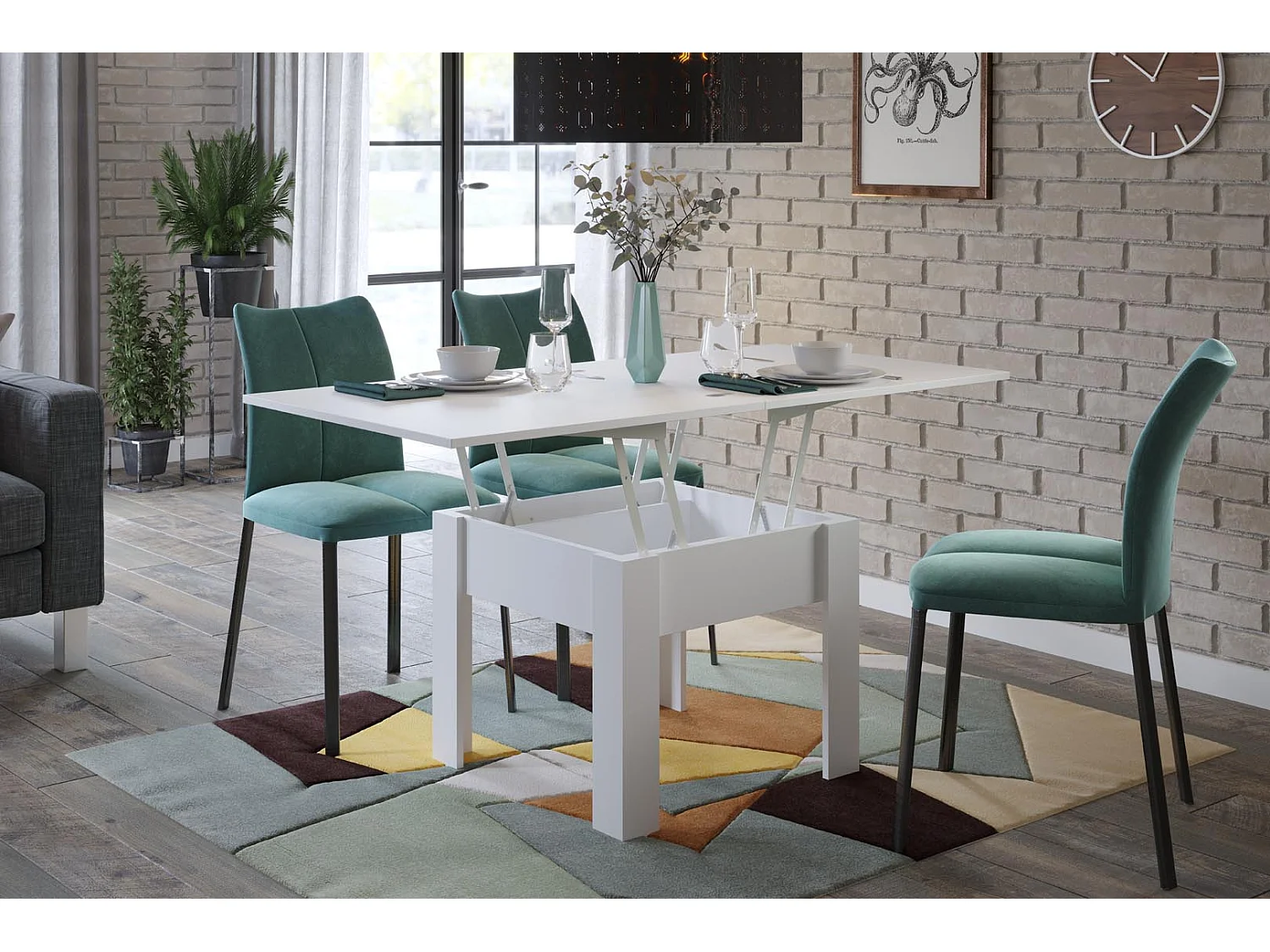 Table extensible rectangle 70 à 140cm bois blanc Jona