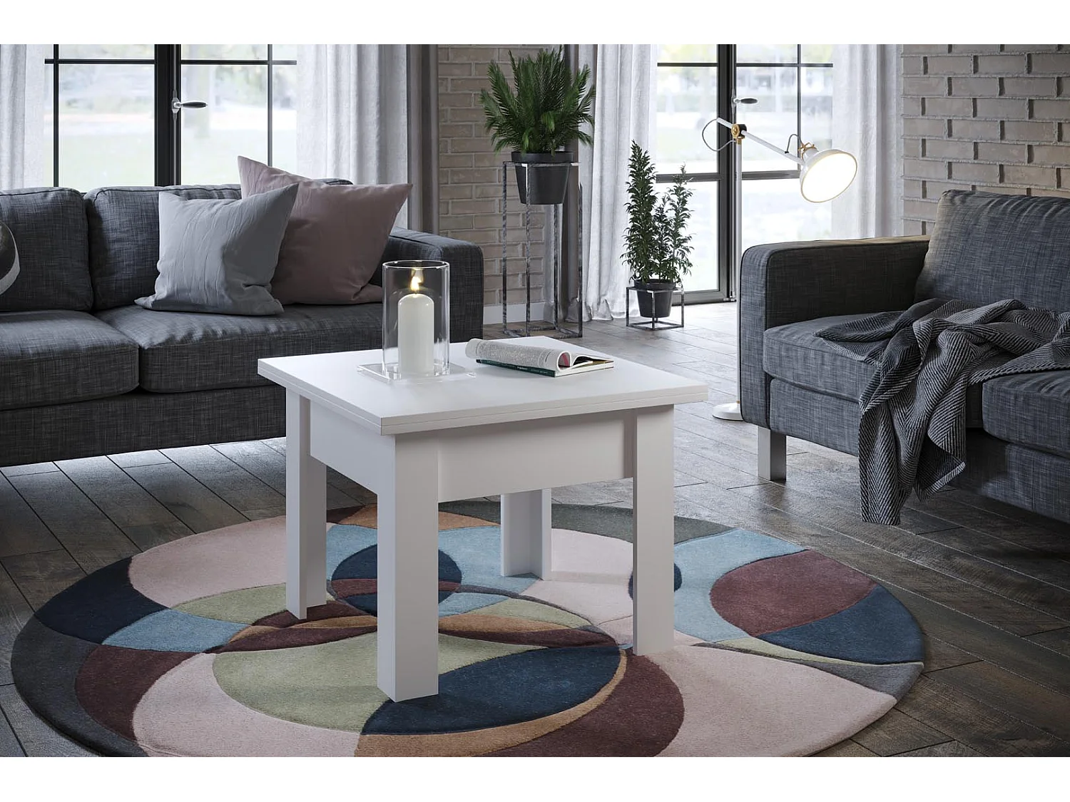 Table extensible rectangle 70 à 140cm bois blanc Jona