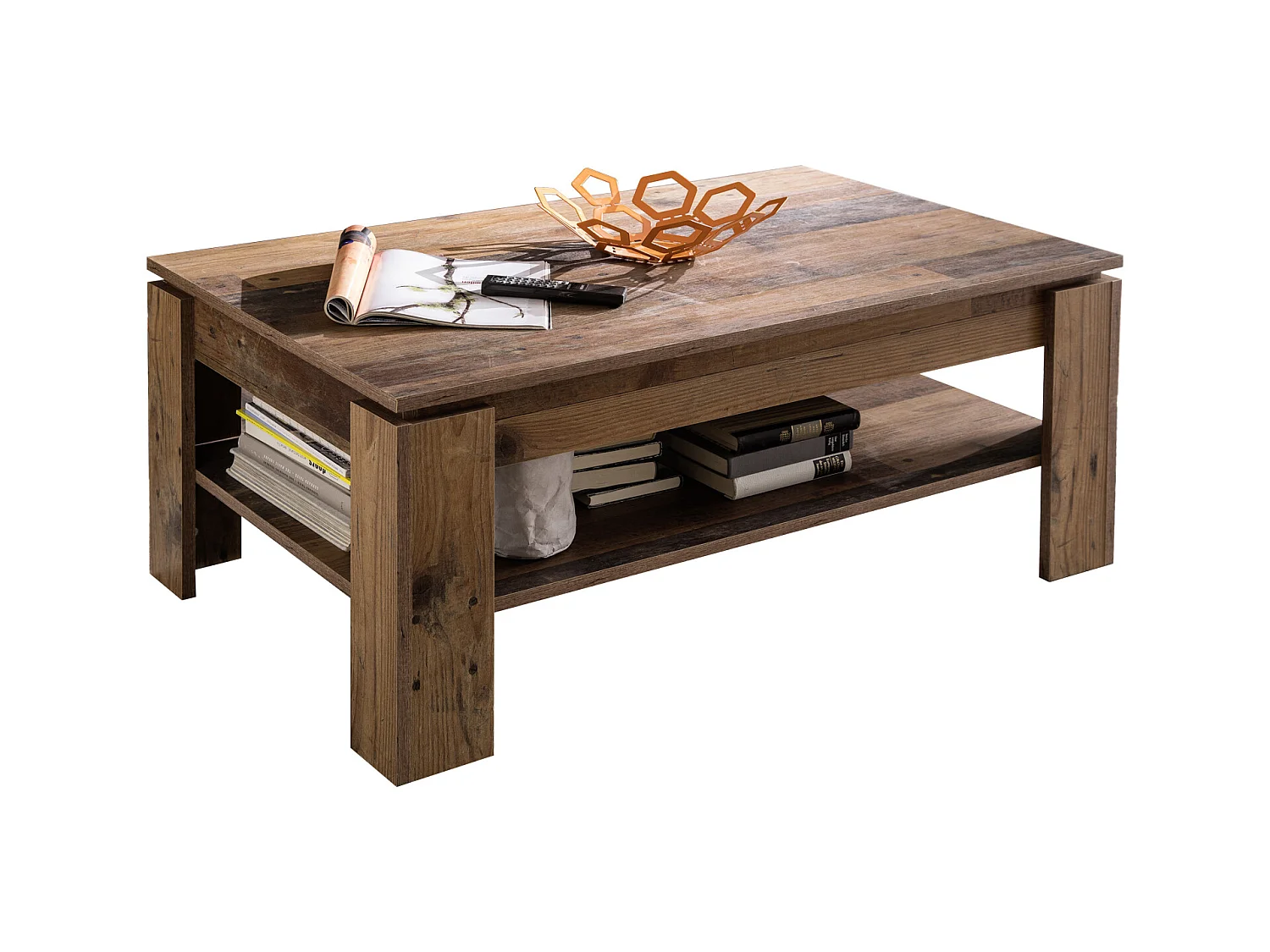 Irina Table basse, look vieux bois.