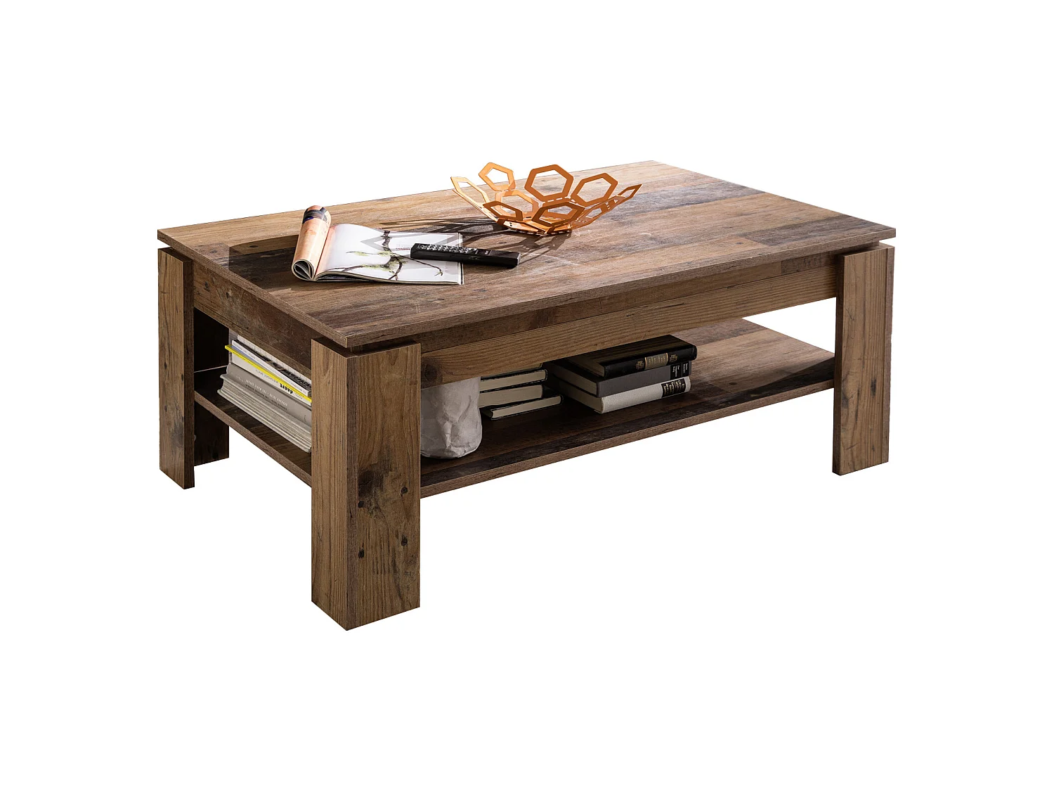 Irina Table basse, look vieux bois.