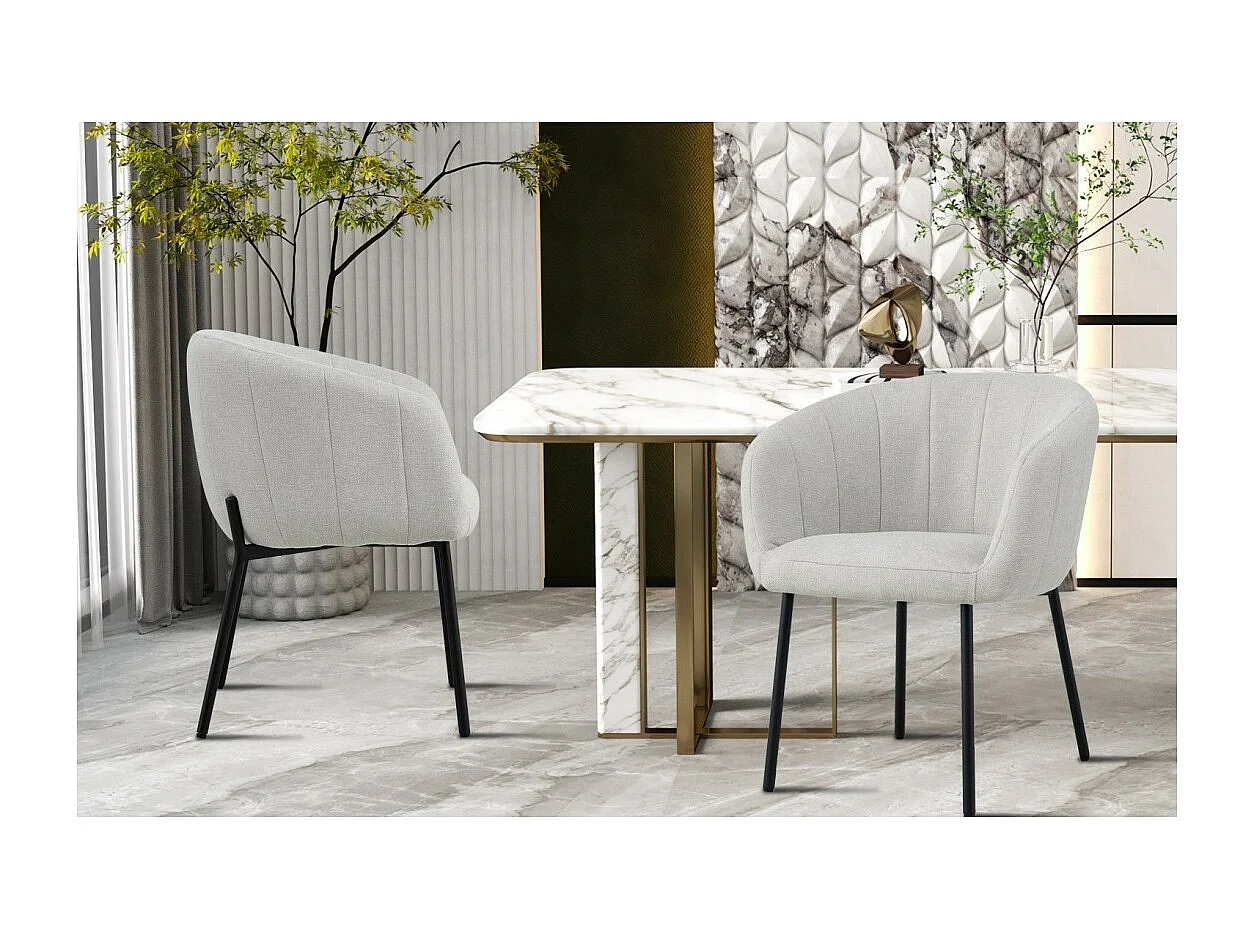 Chaise SEVILLE – Tissu beige – Pieds en métal – Hauteur 79 cm – Style contemporain