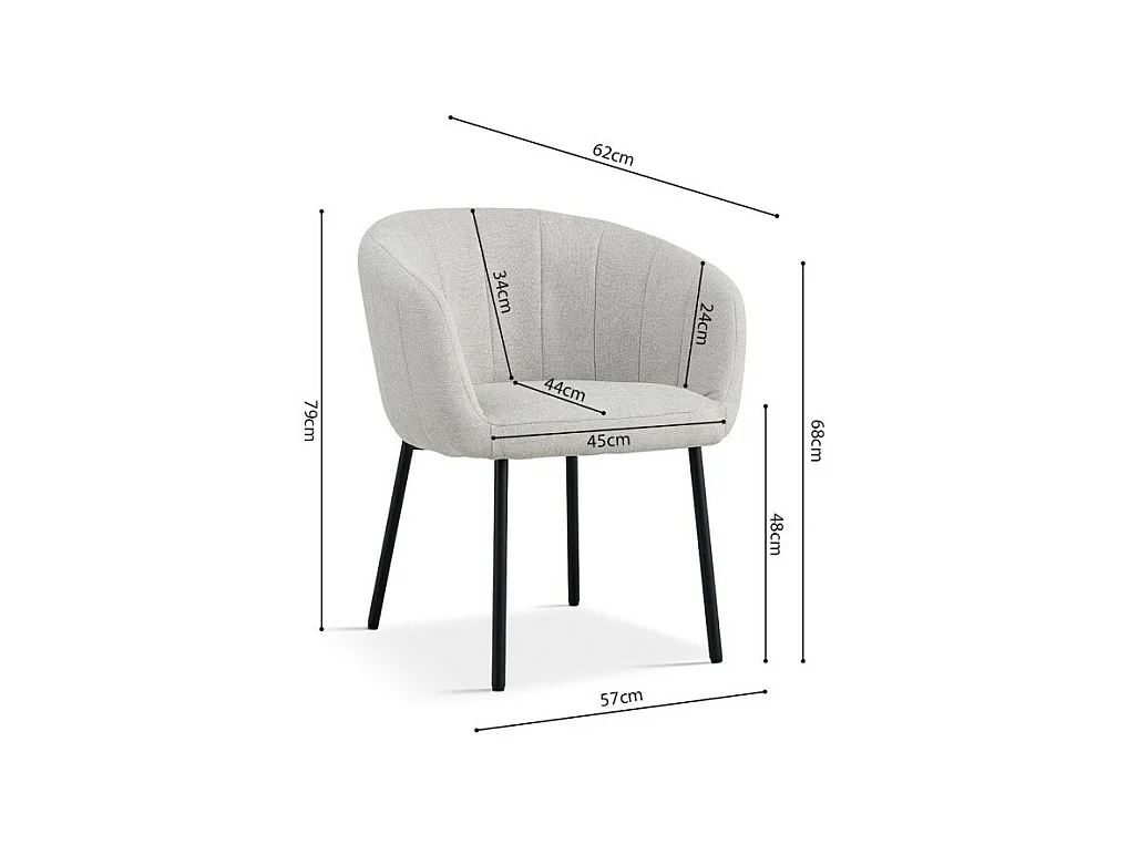 Chaise SEVILLE – Tissu beige – Pieds en métal – Hauteur 79 cm – Style contemporain