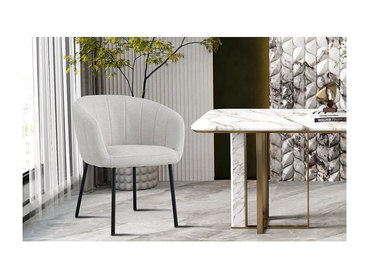 Chaise SEVILLE – Tissu beige – Pieds en métal – Hauteur 79 cm – Style contemporain