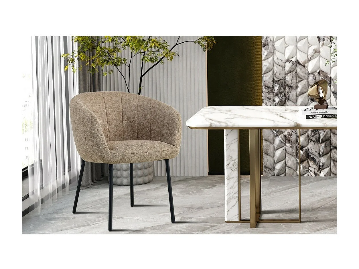 Stoel SEVILLE zandkleurige stof, afmeting H79 x B57 x D62, ideaal voor uw keuken of eetkamer.