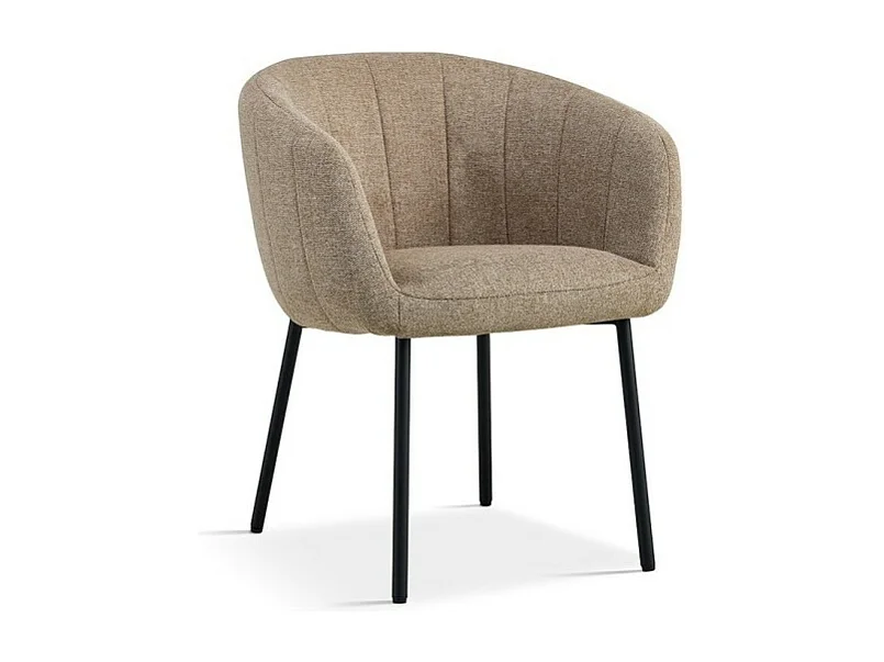 Chaise SEVILLE – Tissu sable – Pieds métal noir – H79 x L57 x P62 cm