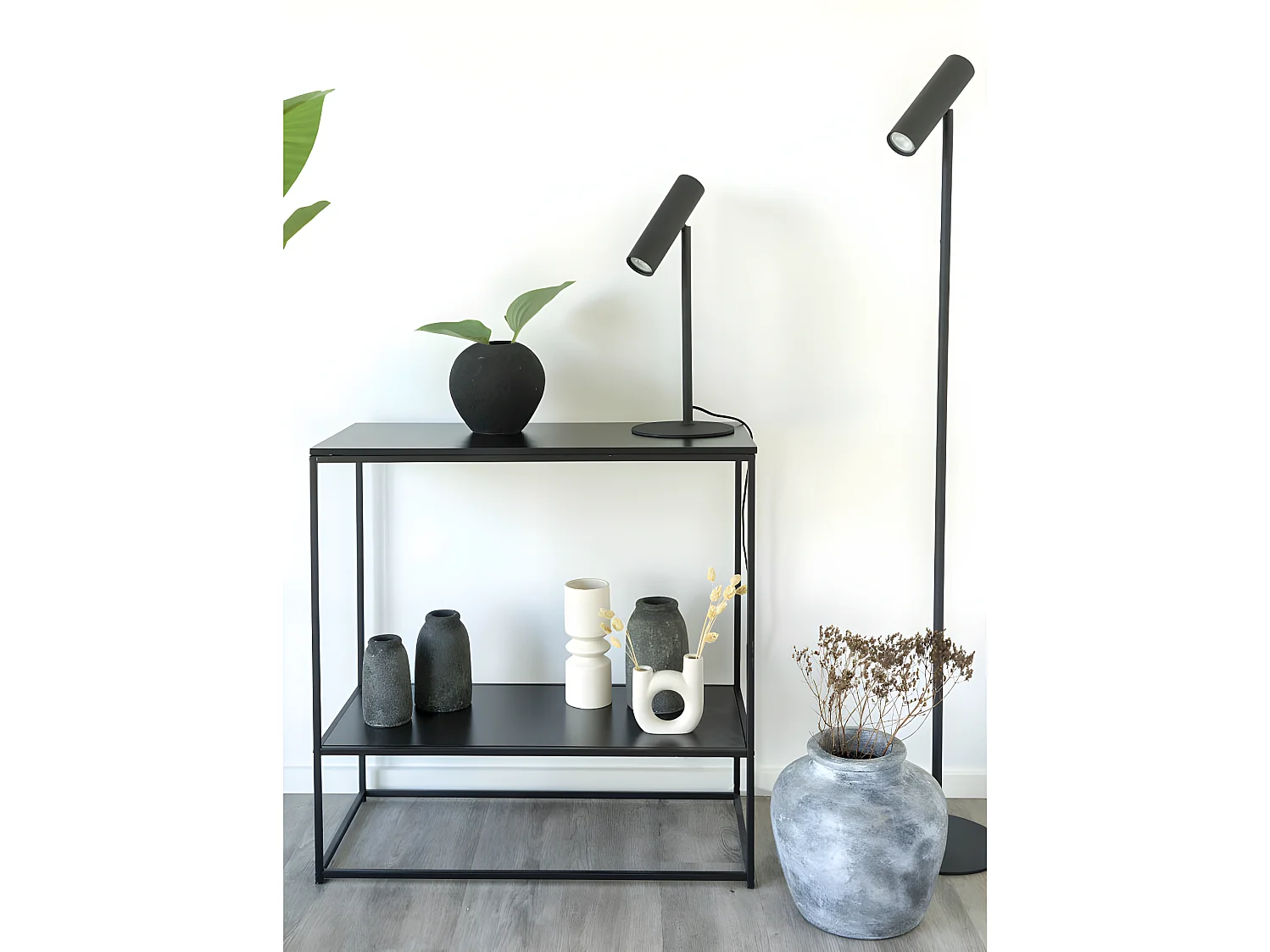 Lampada da pavimento nera da 150 cm e cavo in tessuto da 210 cm